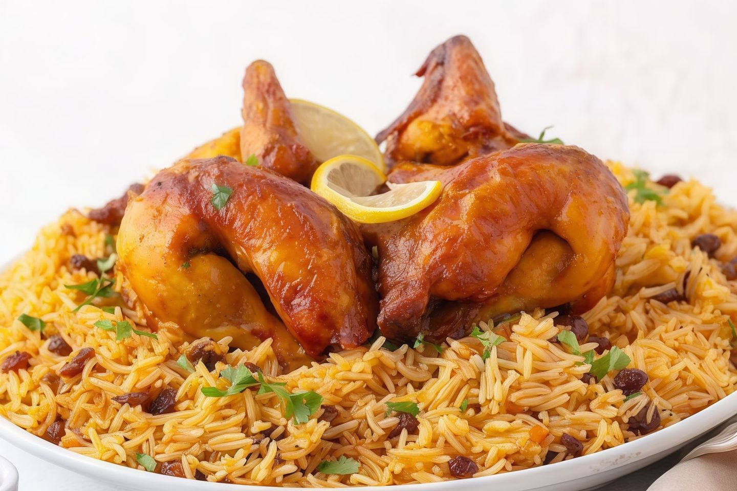 دجاجة كاملة شواية مع أرز