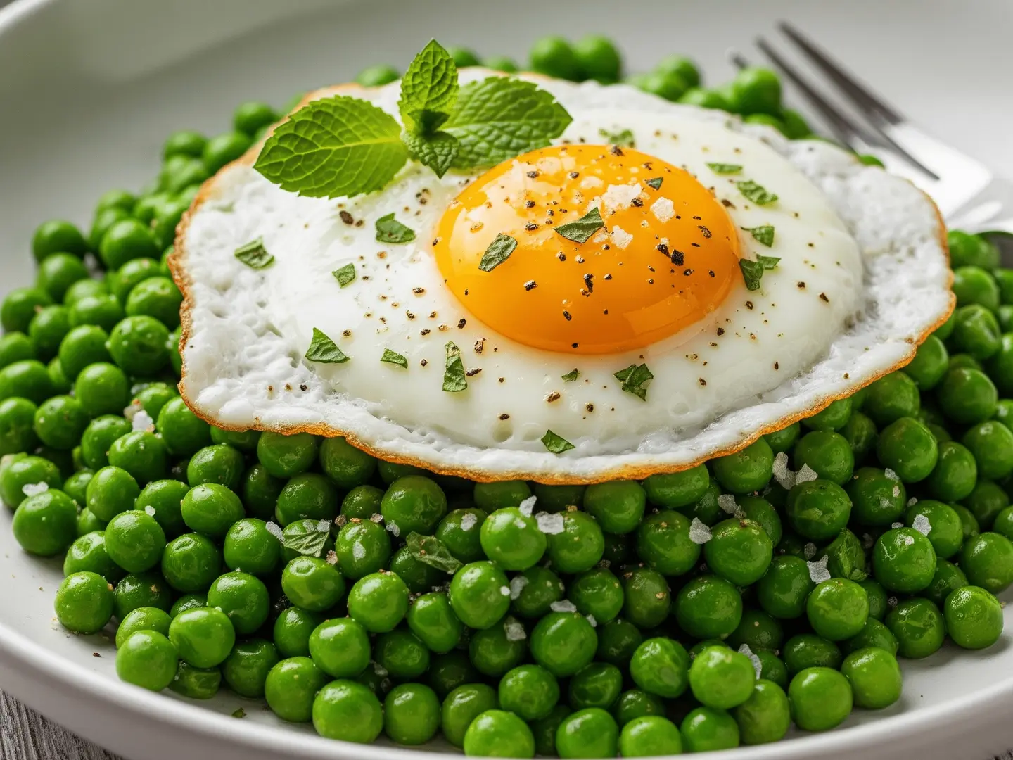 طبق بازلاء مع بيض