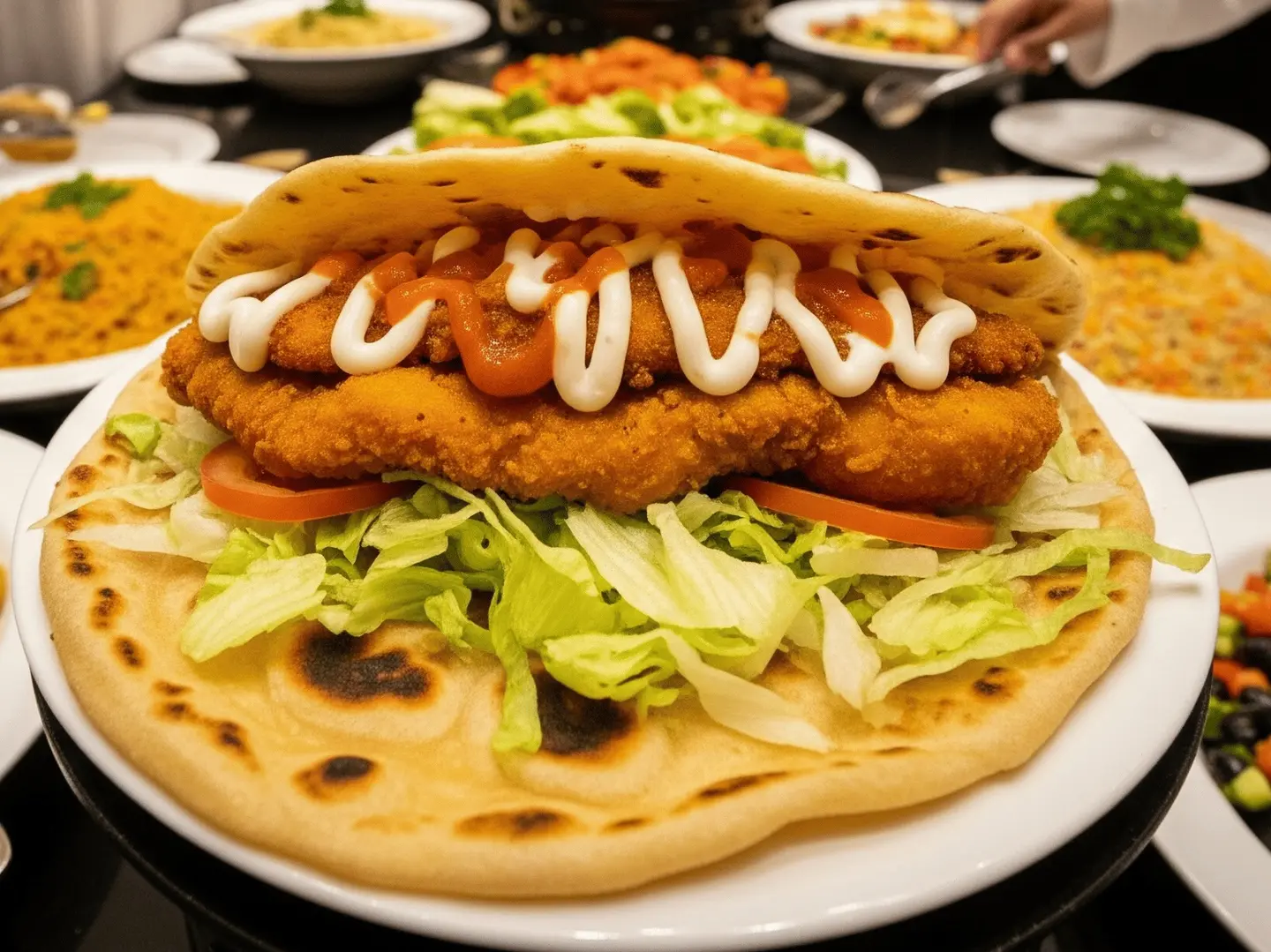 ساندويتش زنجر خبز دائري