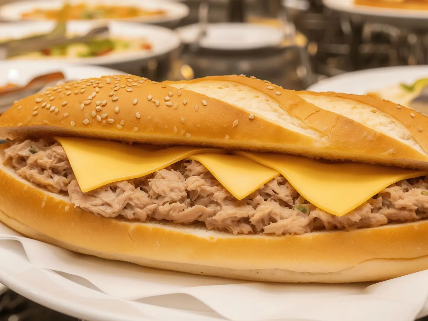 ساندويتش تونة بالجبن خبز عادي