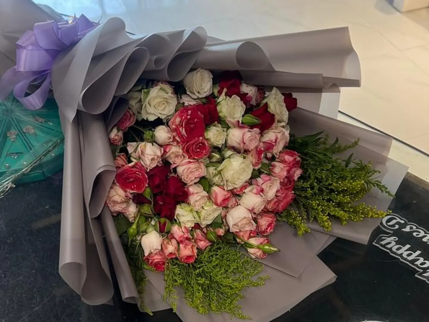 Bouquet In Gray Wrapping