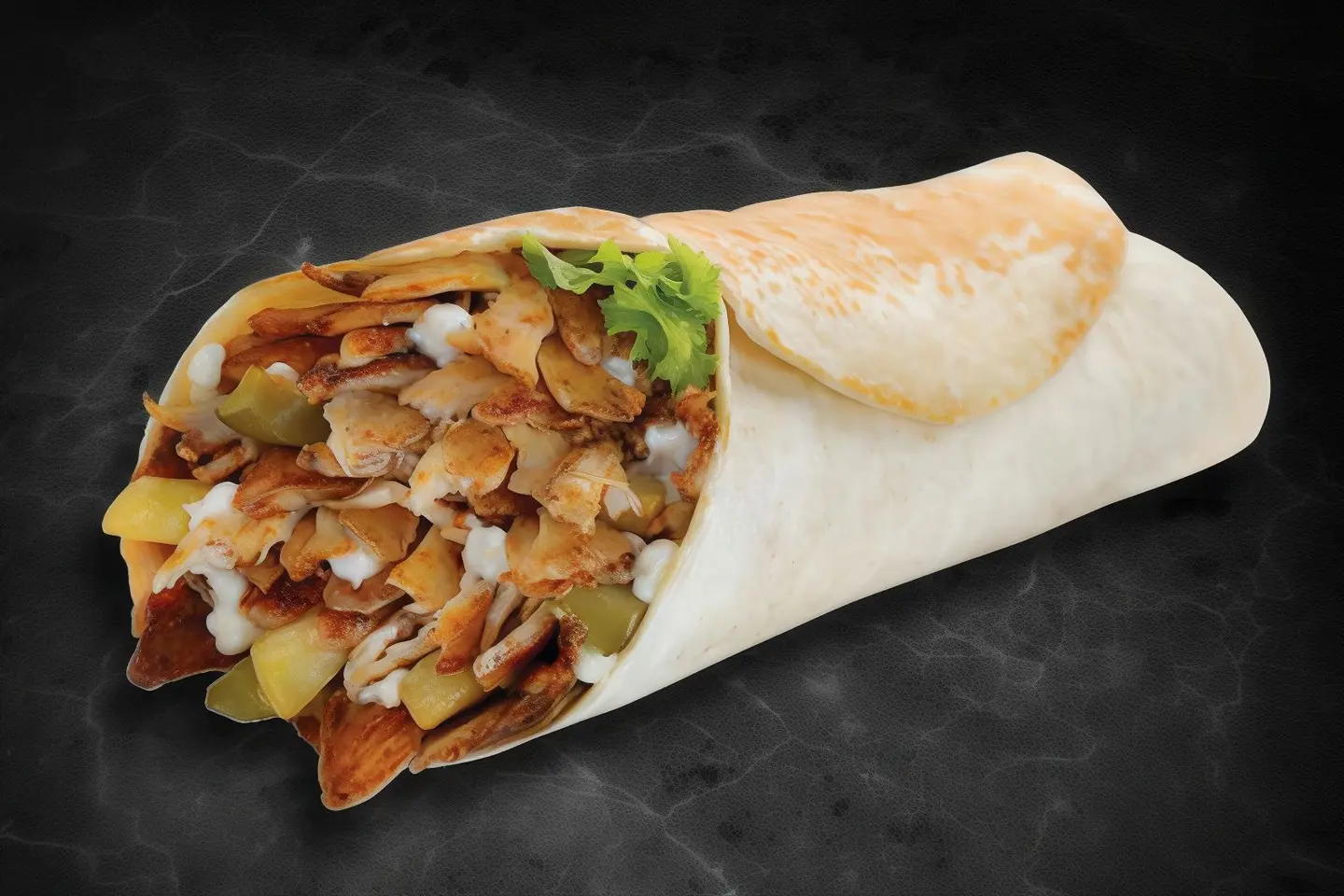 شاورما بخبز مفرود صغير