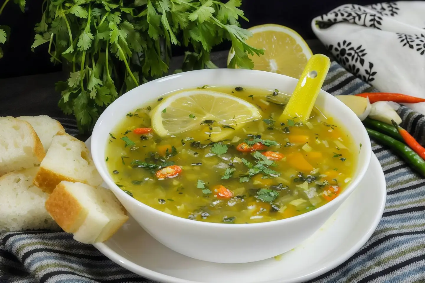 Lemon And Coriander Chicken Soup