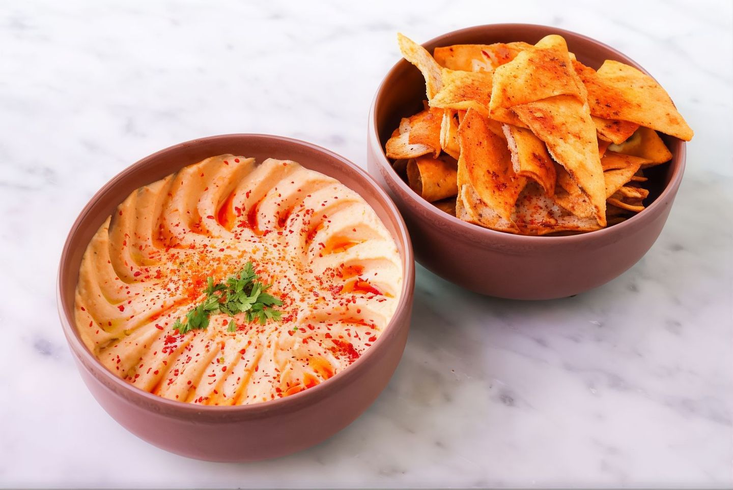 Spicy Hummus With Baked Sourdough Chips