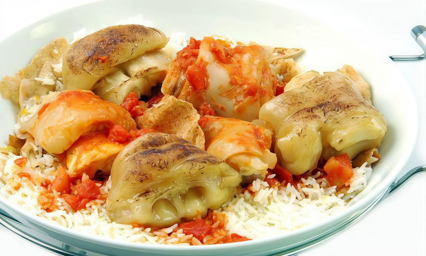 كوارع مع أرز وخضار