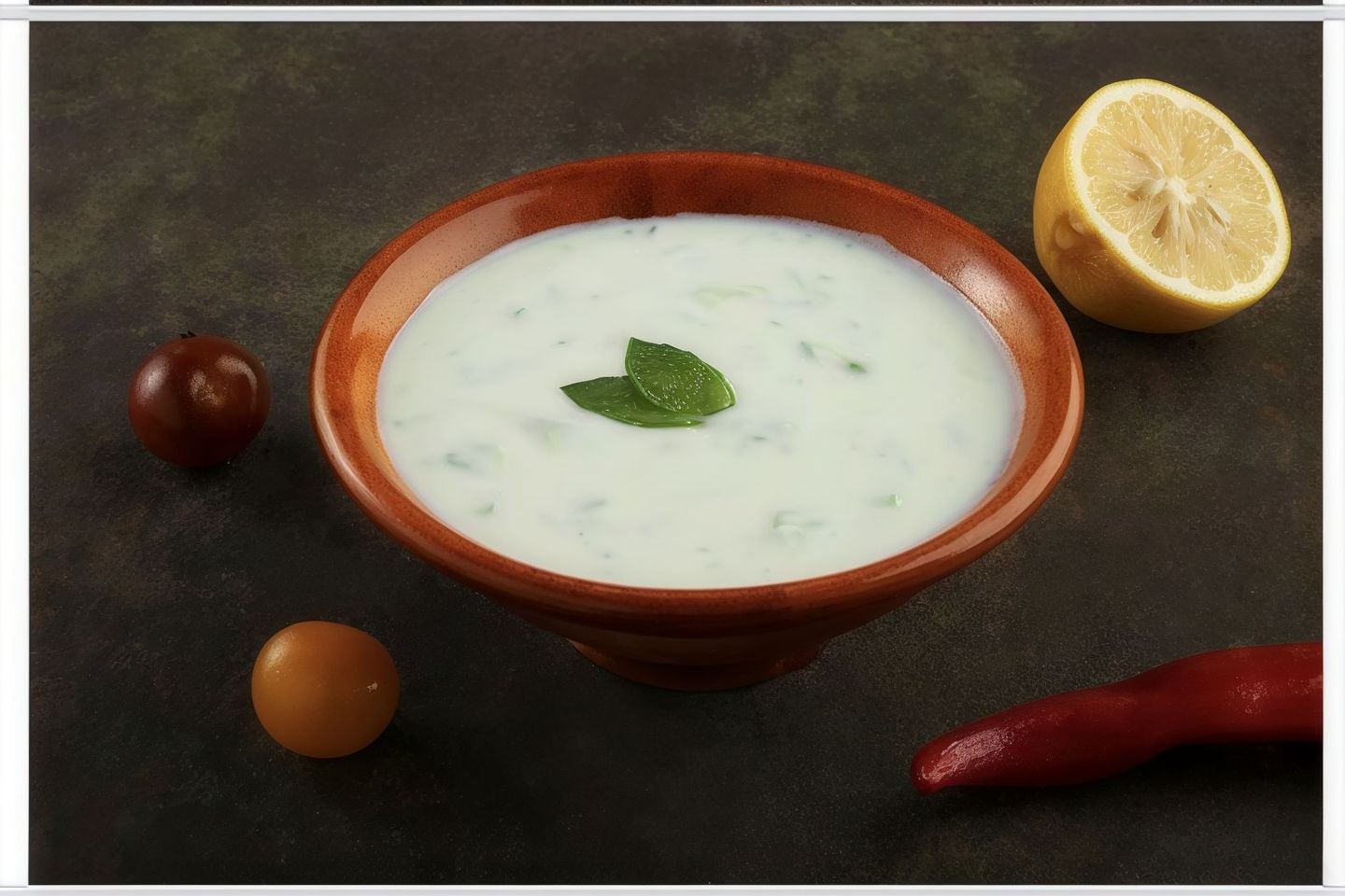 Dish Of Yogurt With Cucumber