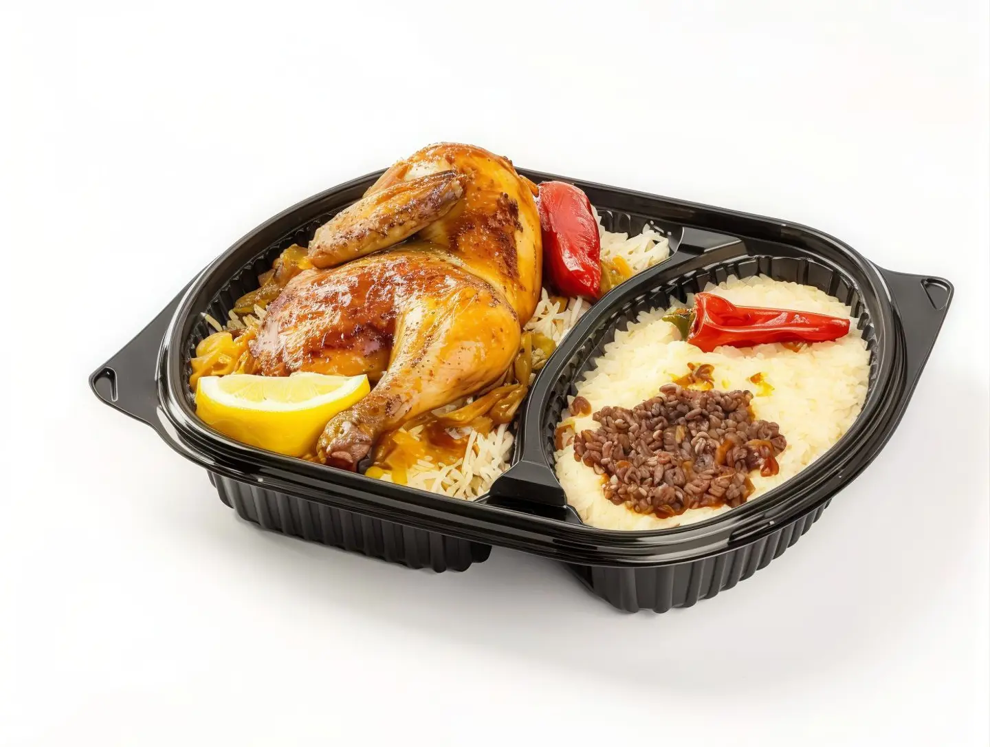 Value Meal: Half Chicken With Rice And White Cracked Wheat