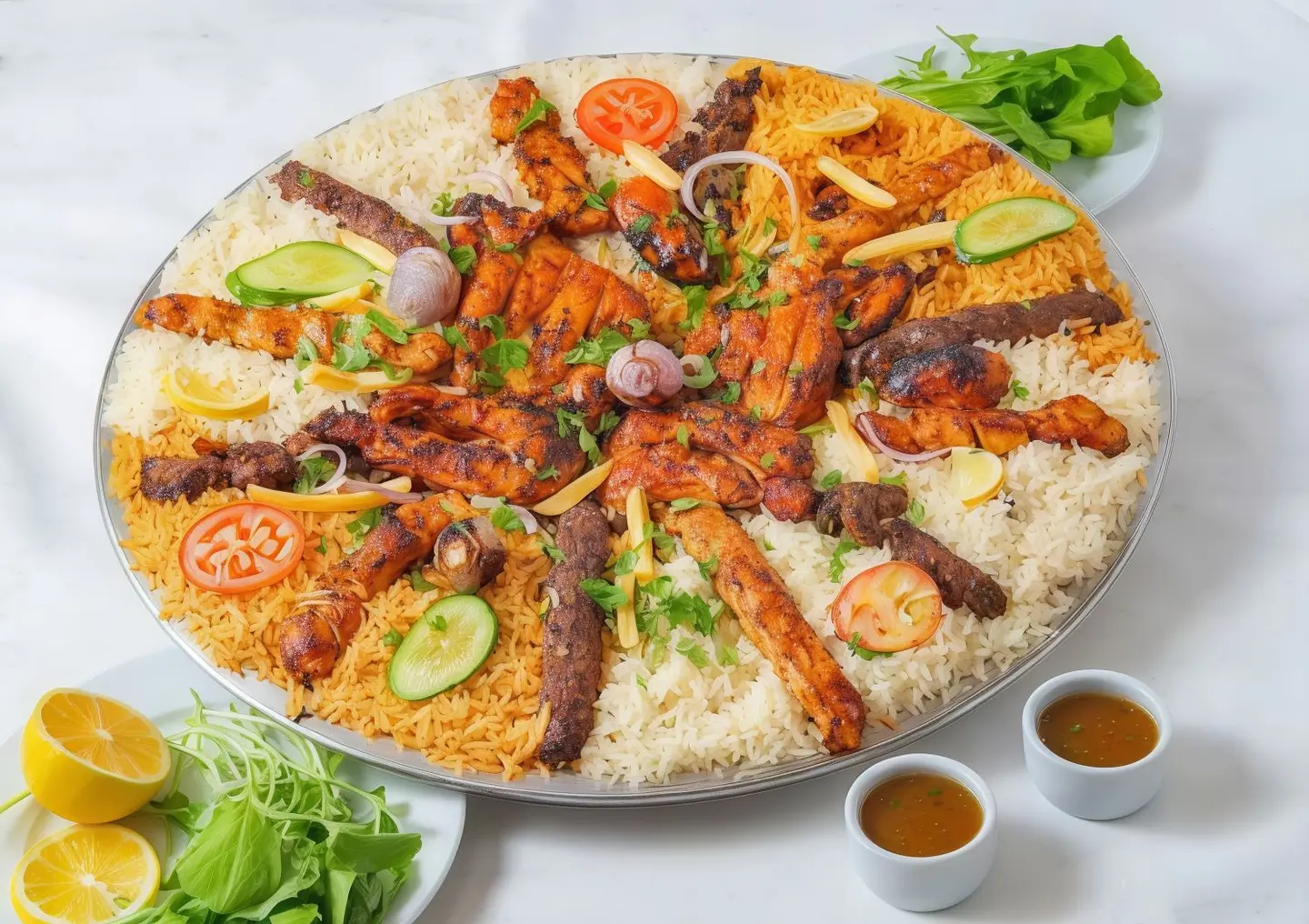 Mixed Plate For Two People With Rice And Chicken