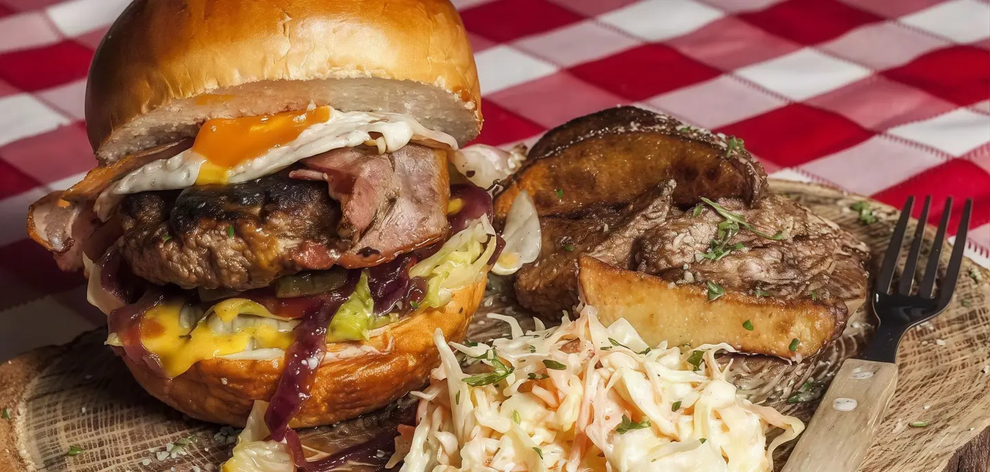 Beef Burger On Charcoal