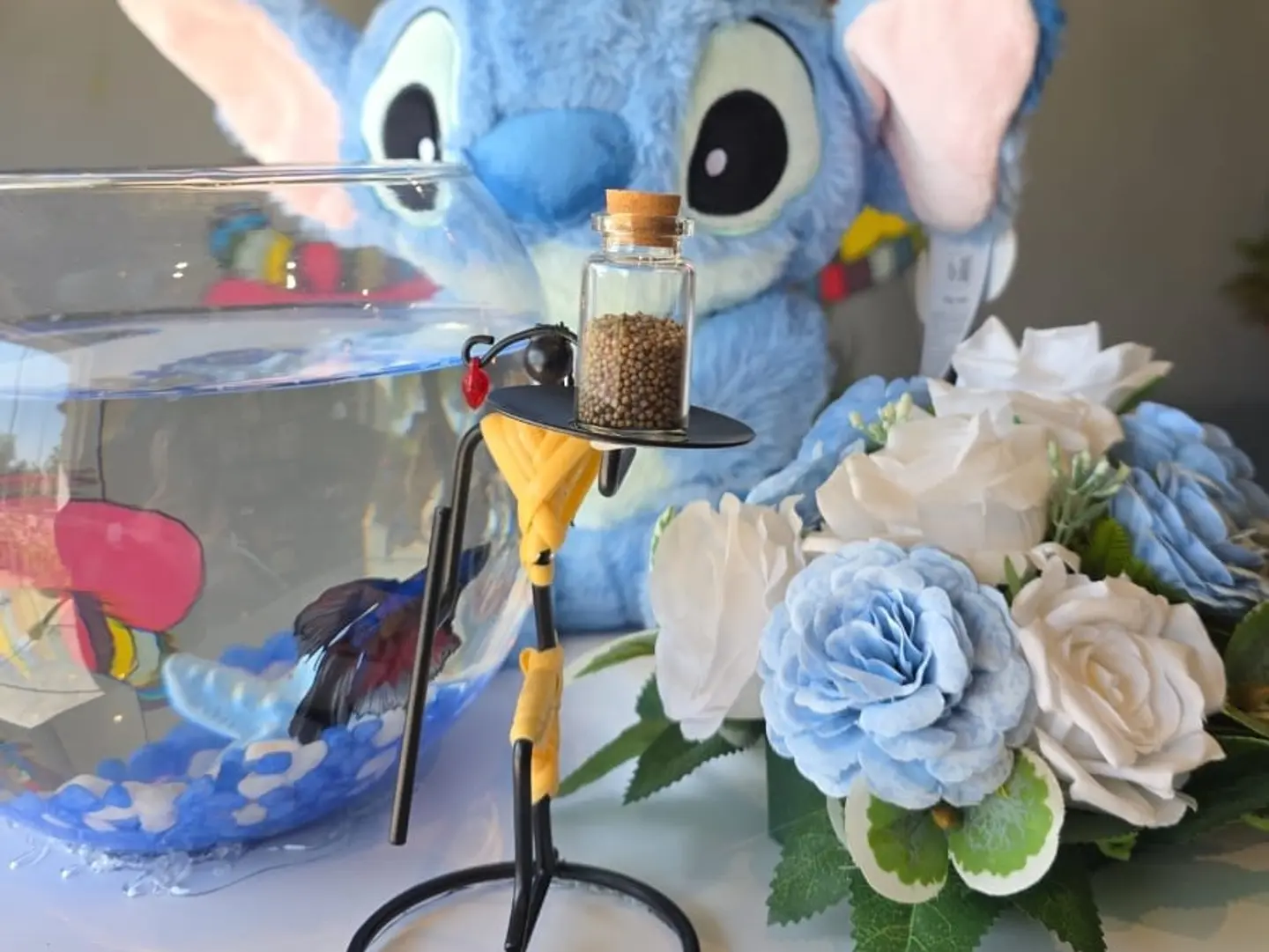 Stitch Gift With Fighter And Flowers