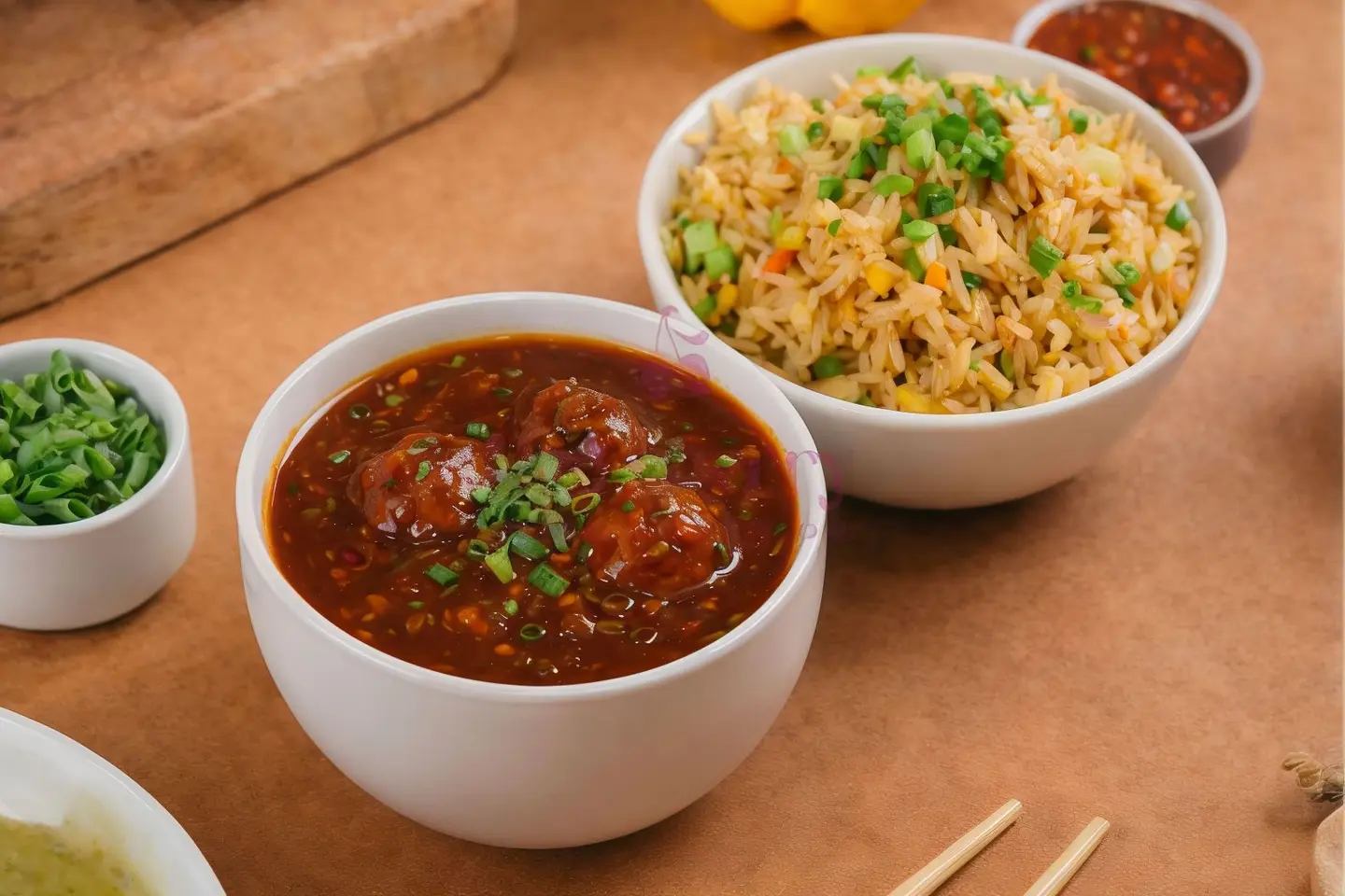 Veg Fried Rice With Veg Manchurian
