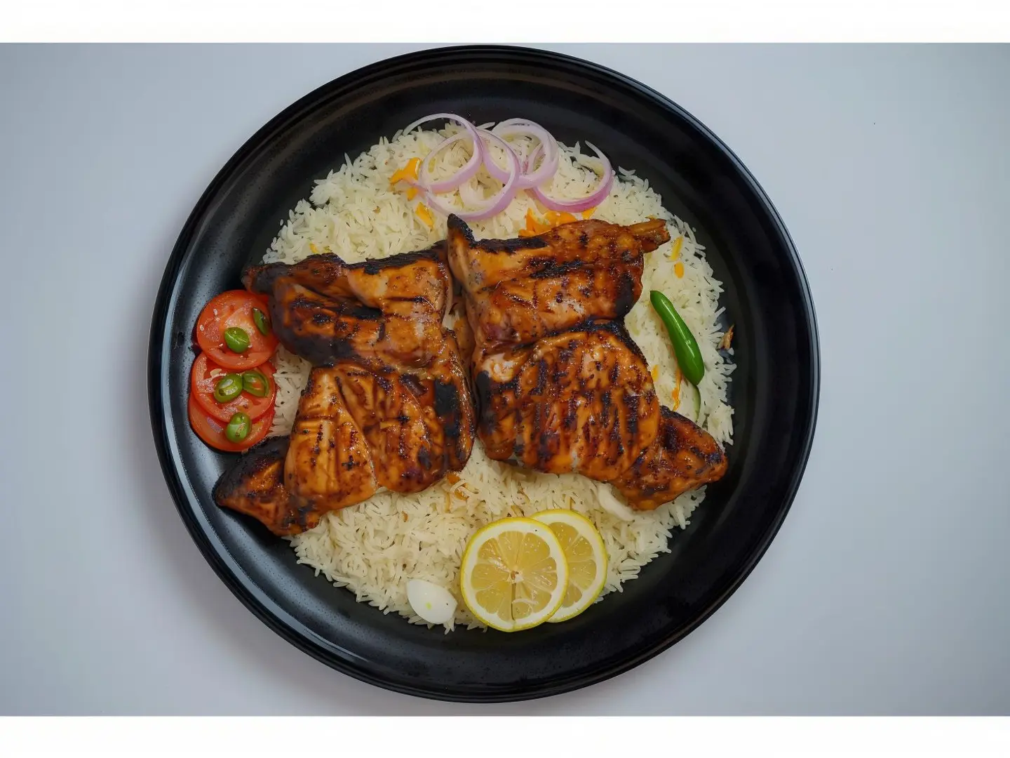 حبة دجاج على الفحم مع الأرز