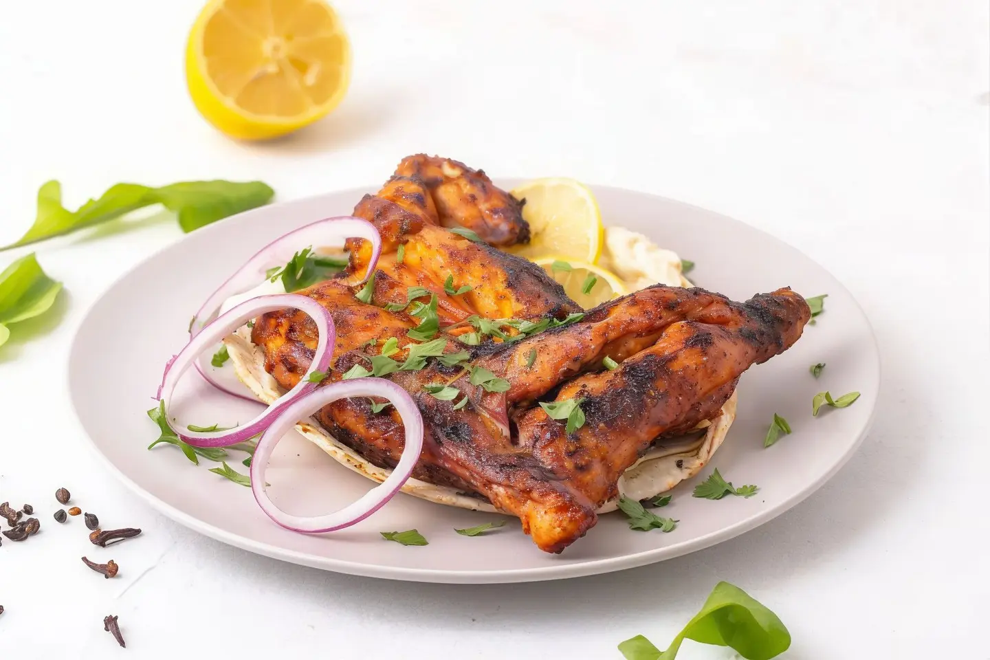 نص حبة دجاج على الفحم بدون ارز