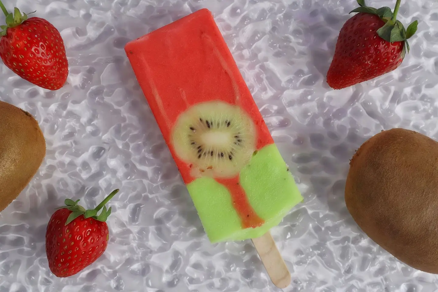 Kiwi And Strawberry Popsicle Ice Cream