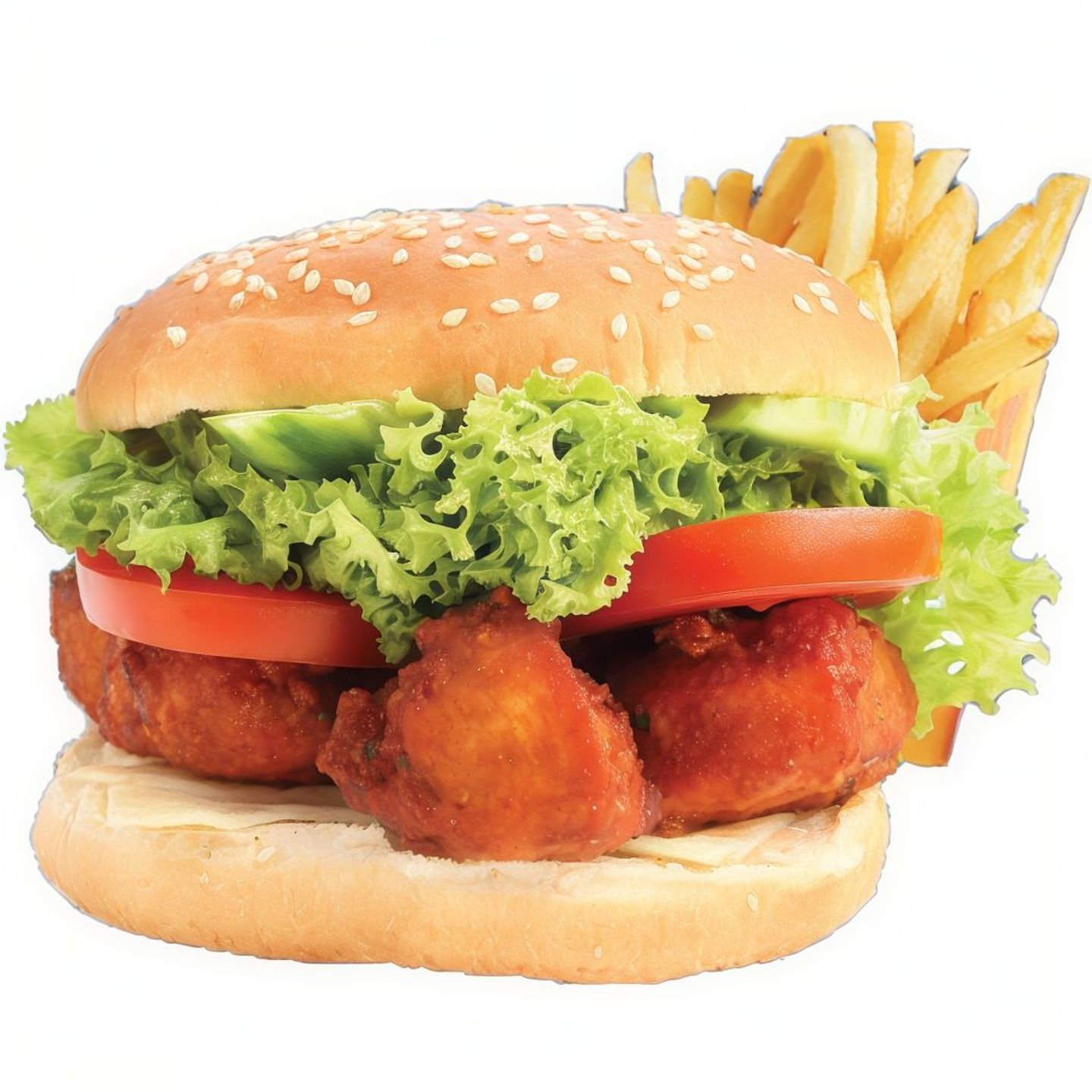 Chicken Tikka Burger With Fries