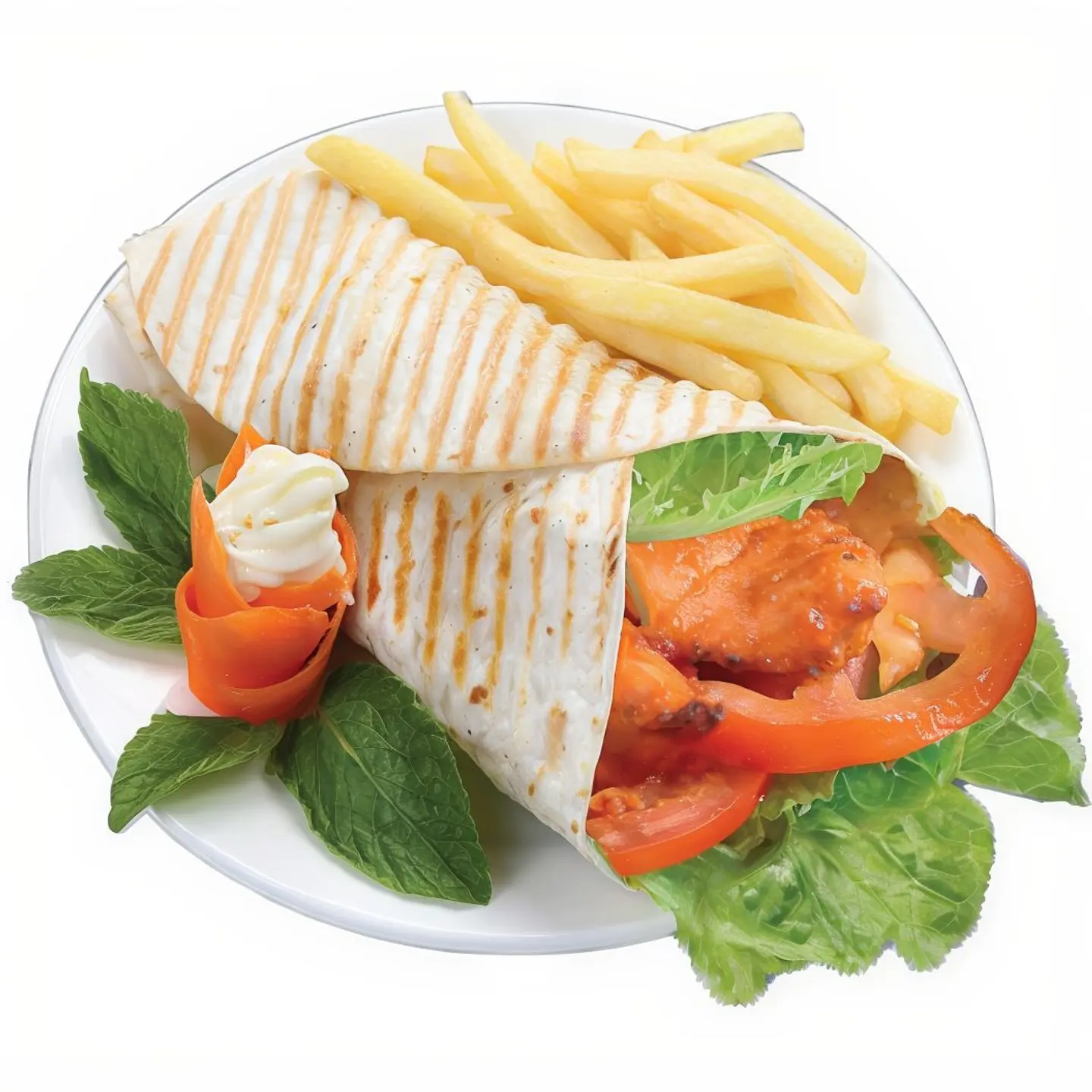 Chicken Tikka Wrap With Fries