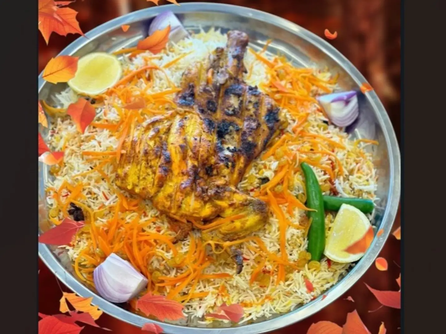 نص الفحم دجاج مع رز