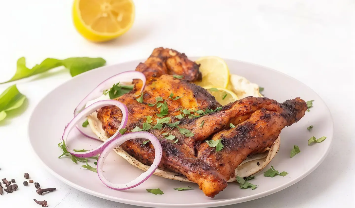 نصف حبة دجاج على الفحم سادة