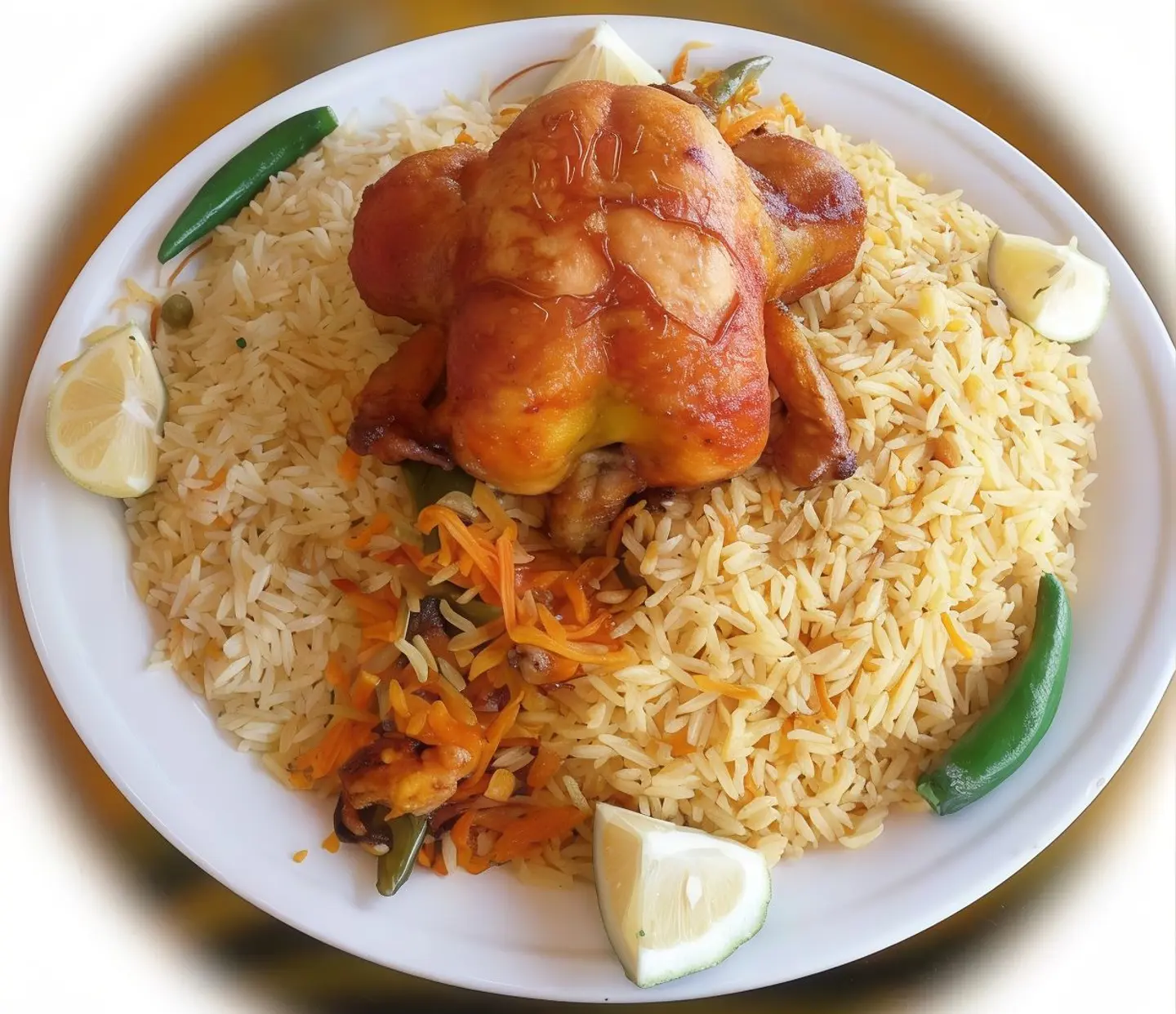 دجاج مقلي مع ارز بشاور - نص حبة دجاج