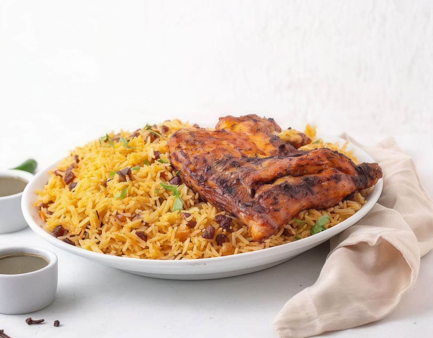 Half Charcoal Chicken With Bukhari Rice
