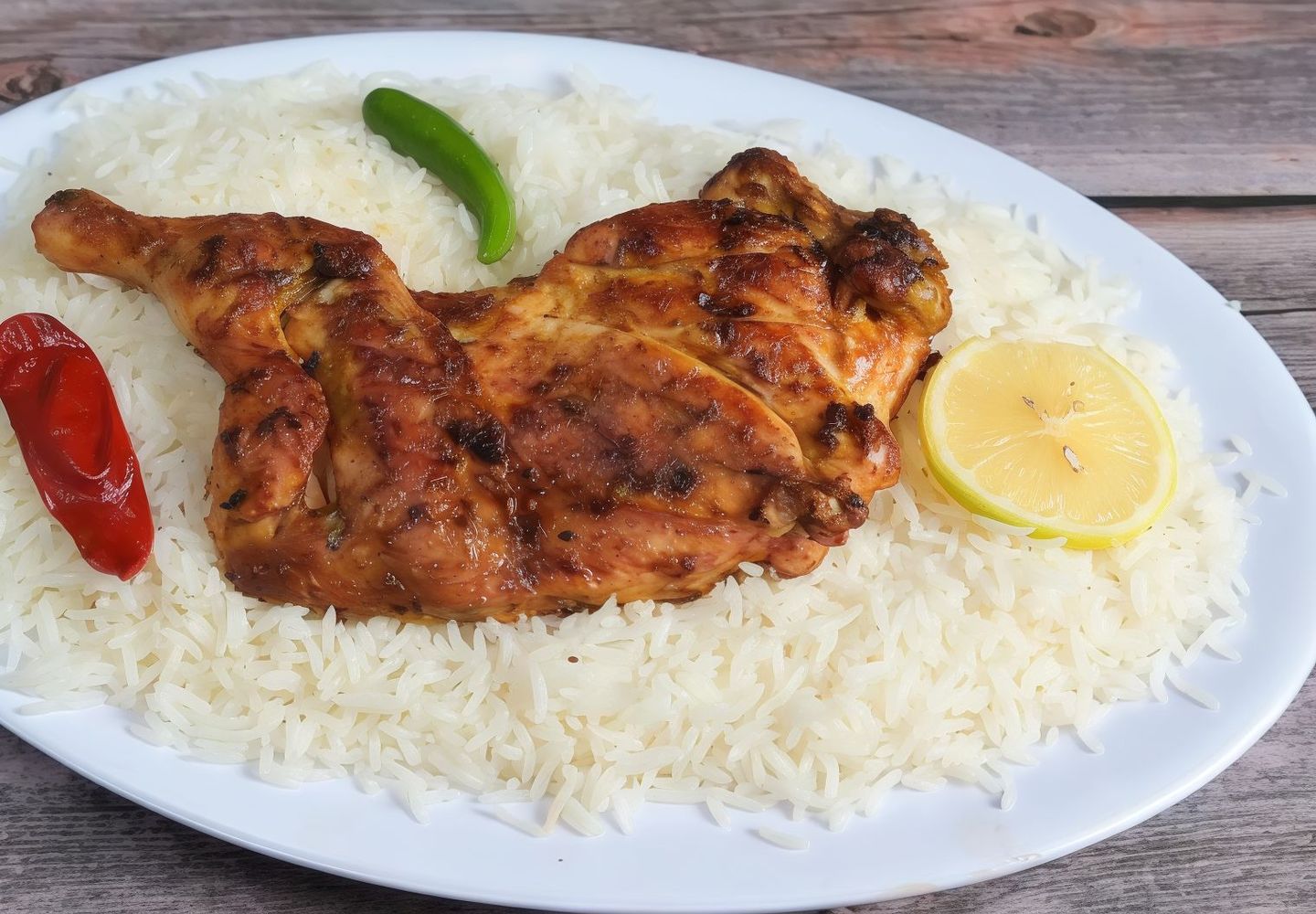 Half Charcoal Chicken With Pishawari Rice