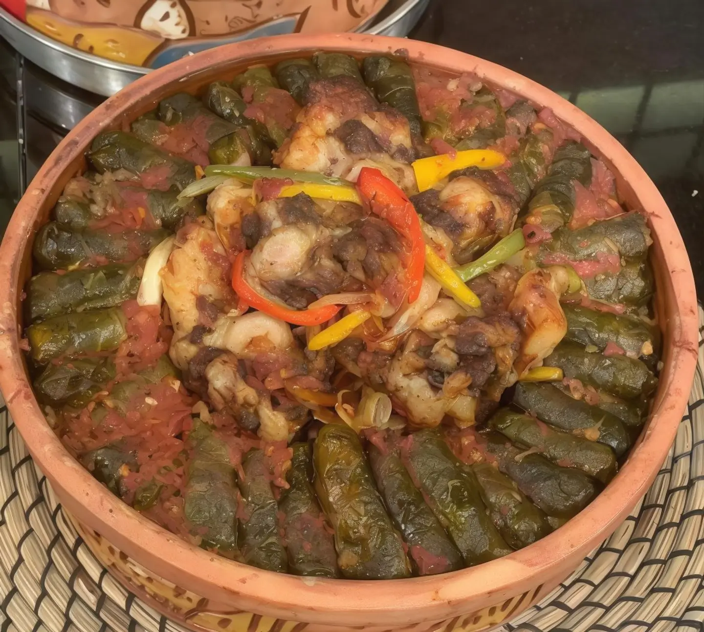 طاجن ورق عنب باللحم