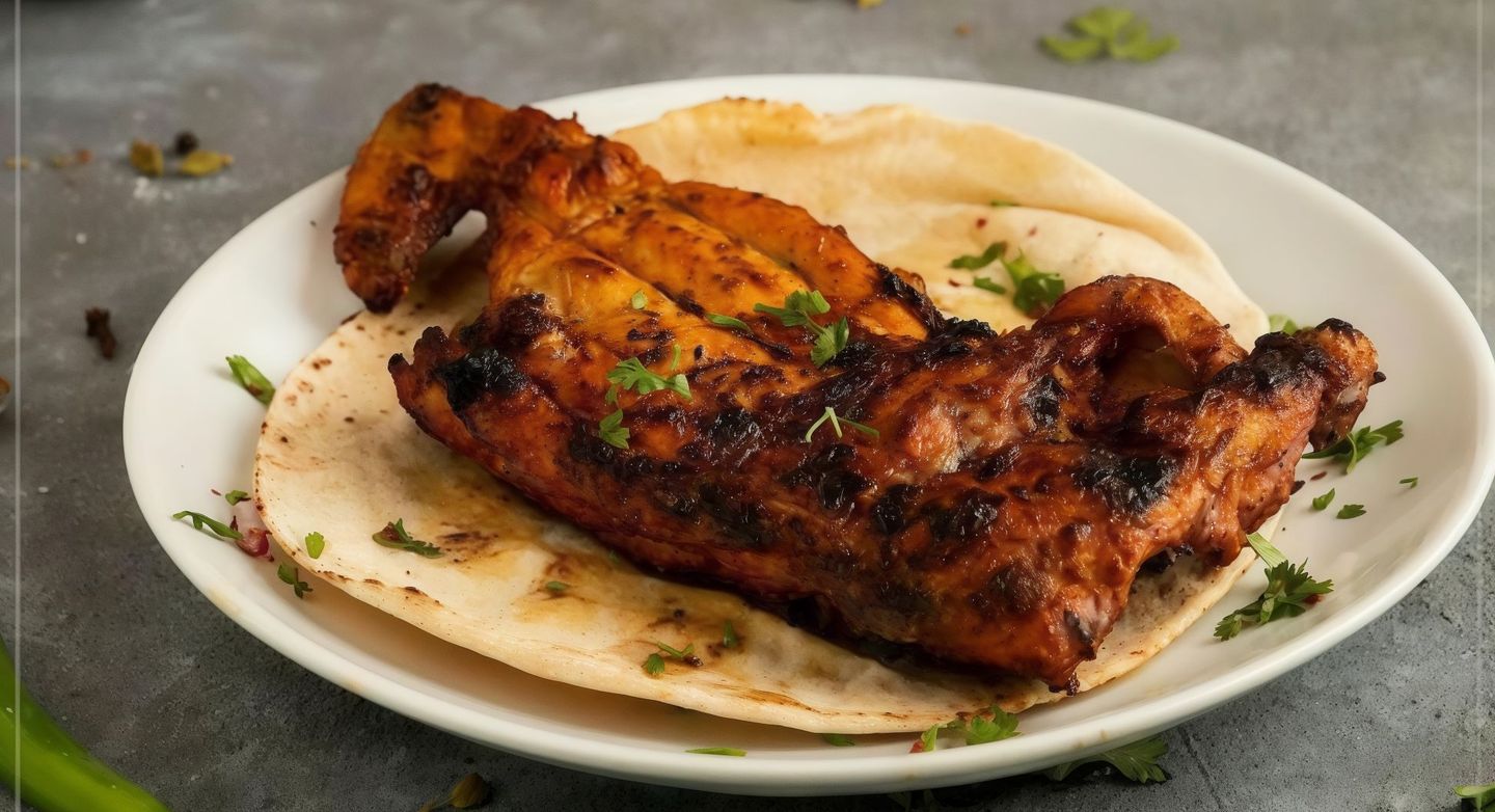 نص حبة دجاج على الفحم سادة