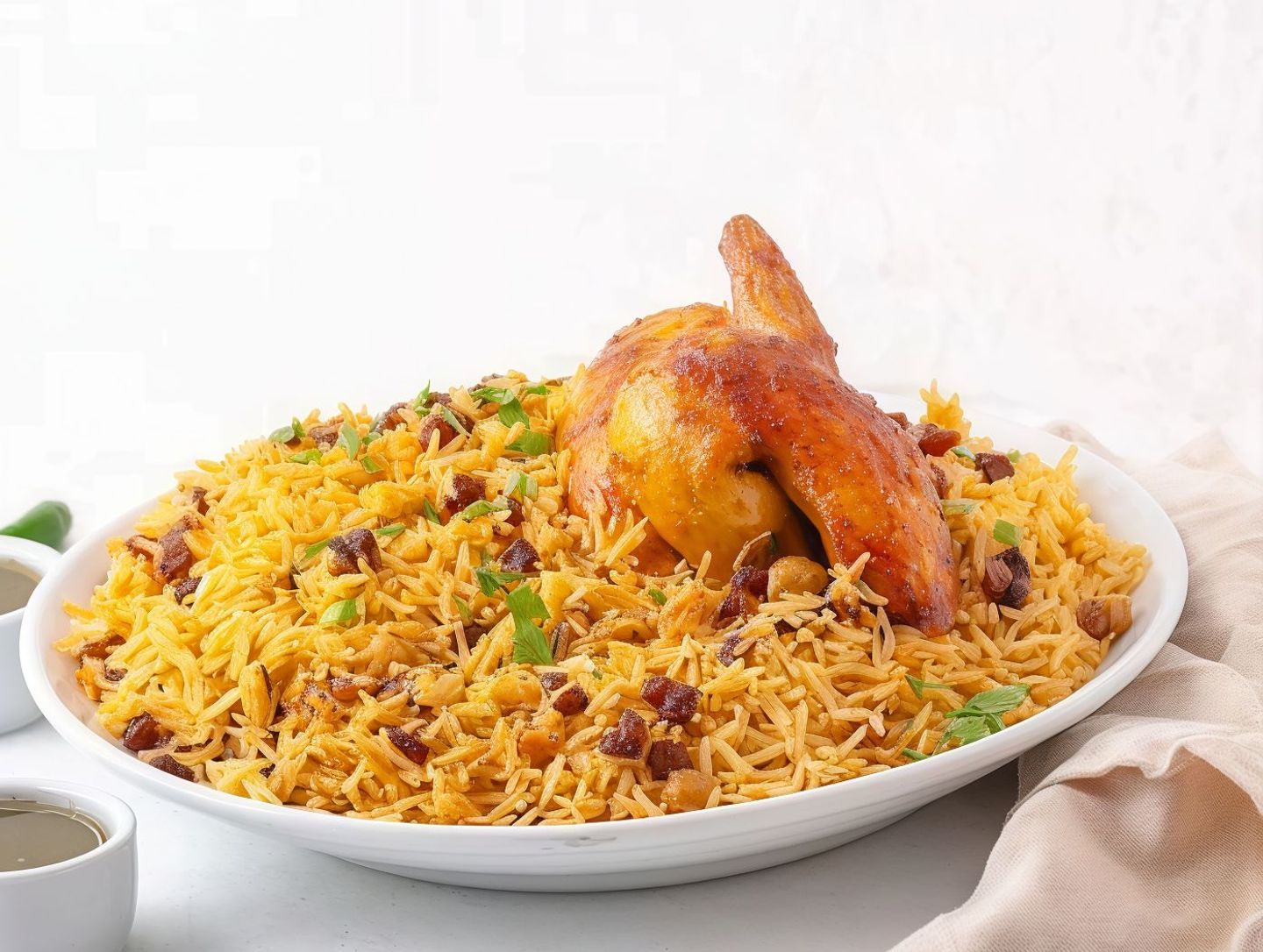 ربع حبة شواية مع رز بخاري