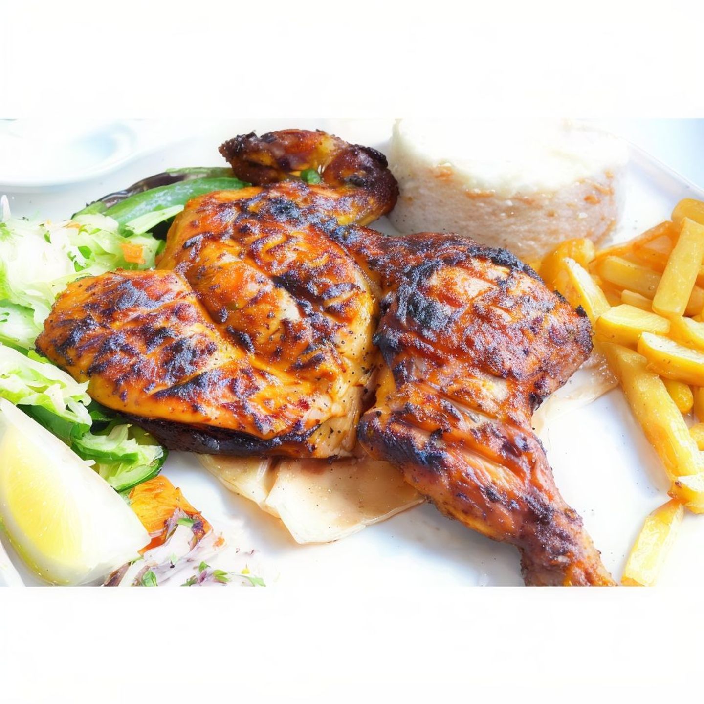 وجبة نص حبة دجاج على الفحم