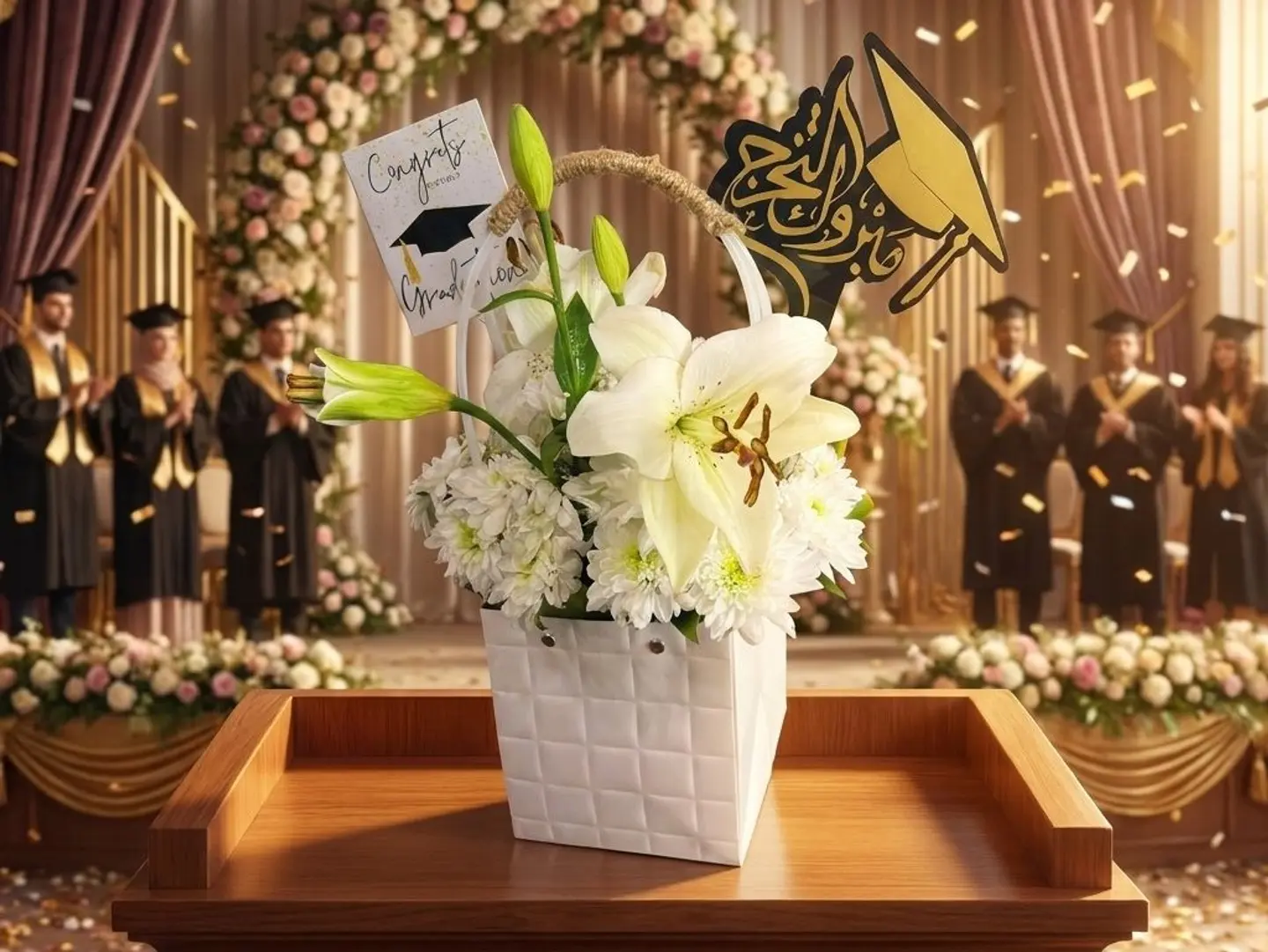 Graduation Basket White Color