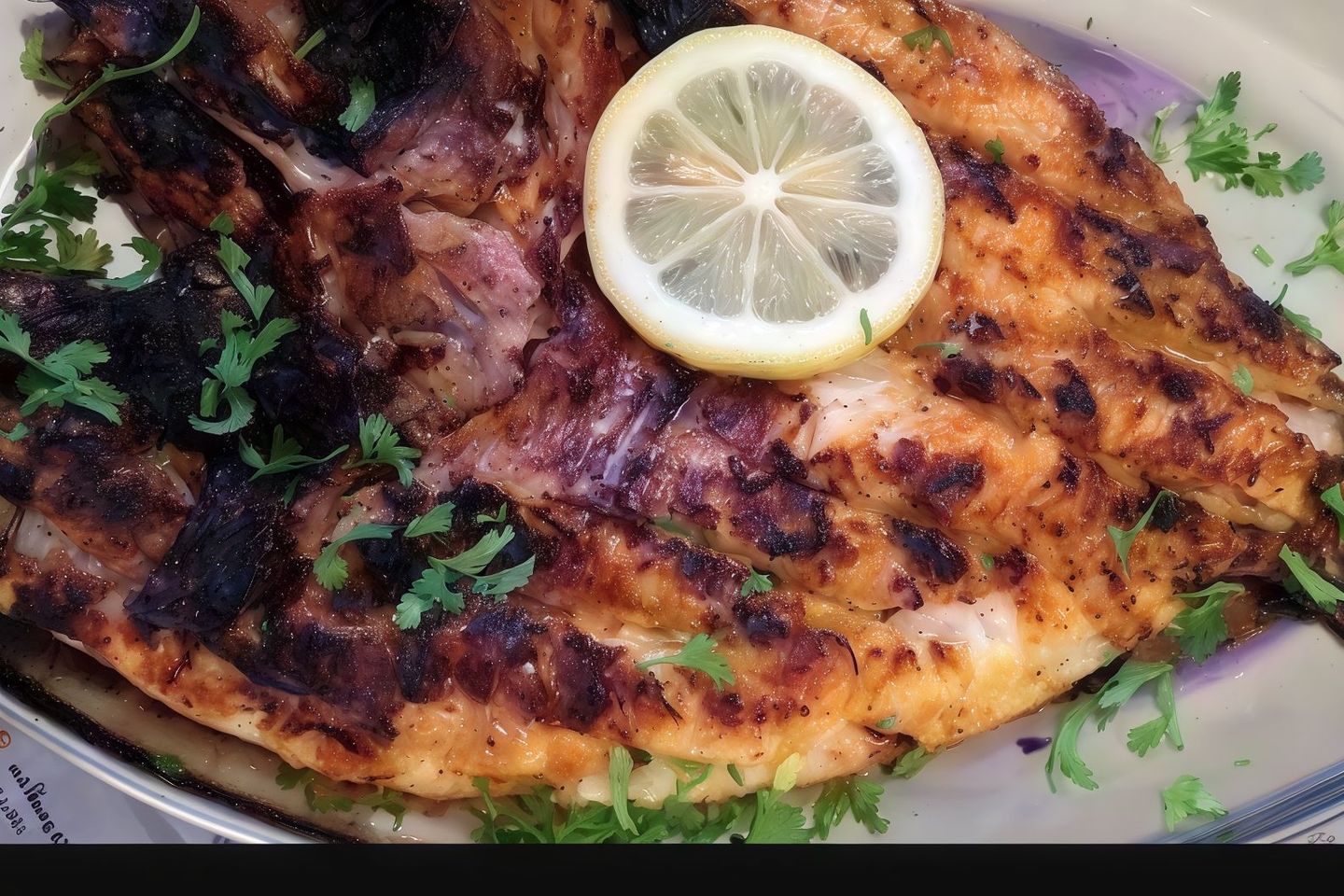 وجبة سمك قاروص مشوي