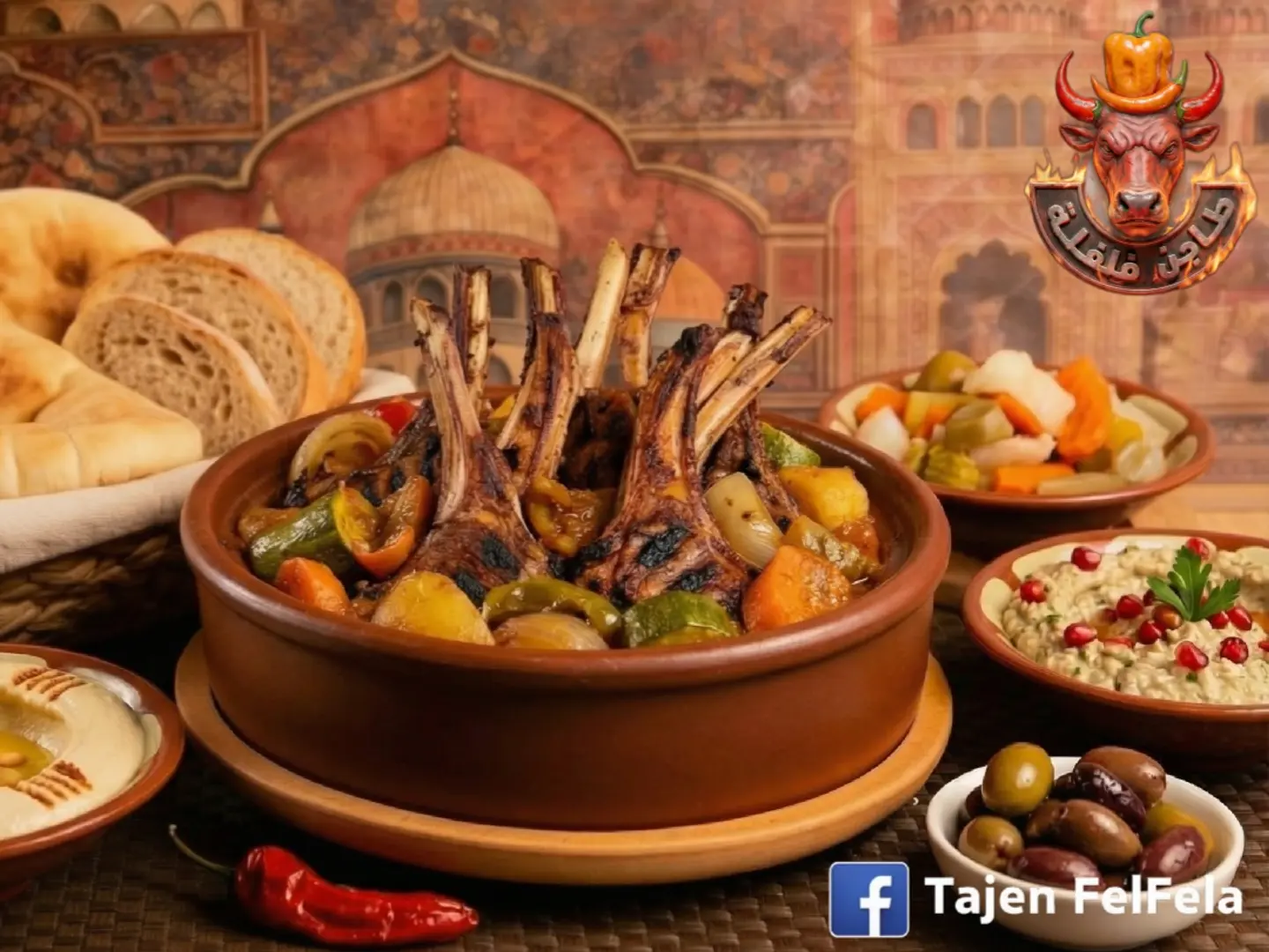 طاجن ريش بالخضار