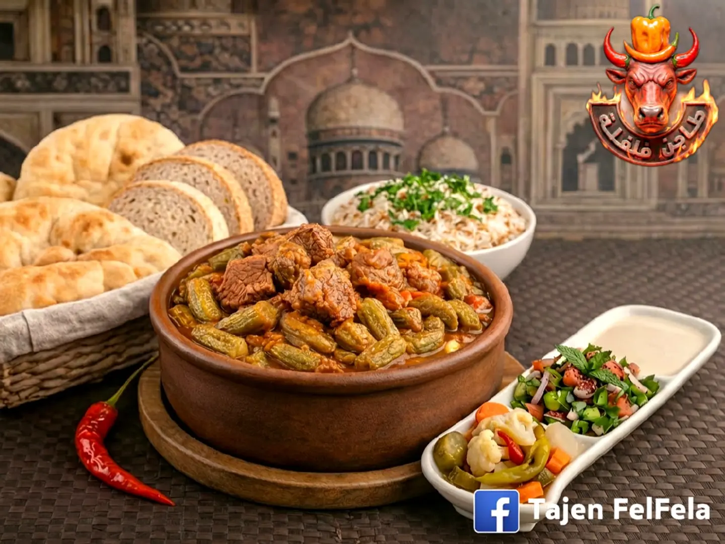 طاجن بامية باللحمة