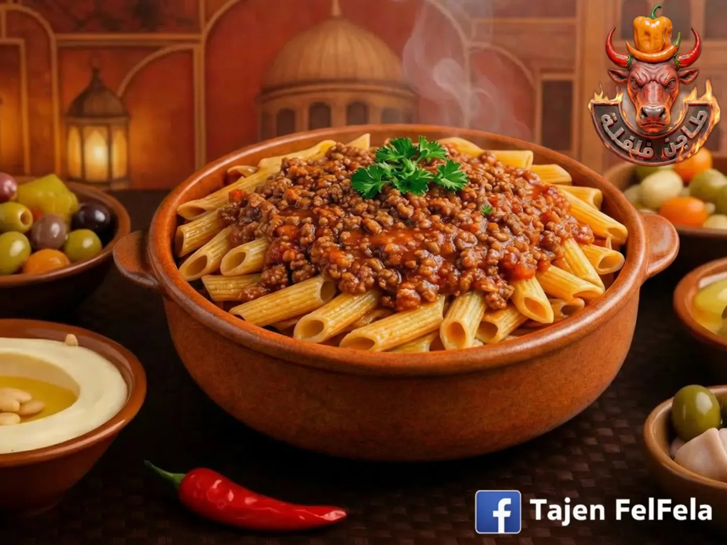 طاجن مكرونة باللحمة المفرومة