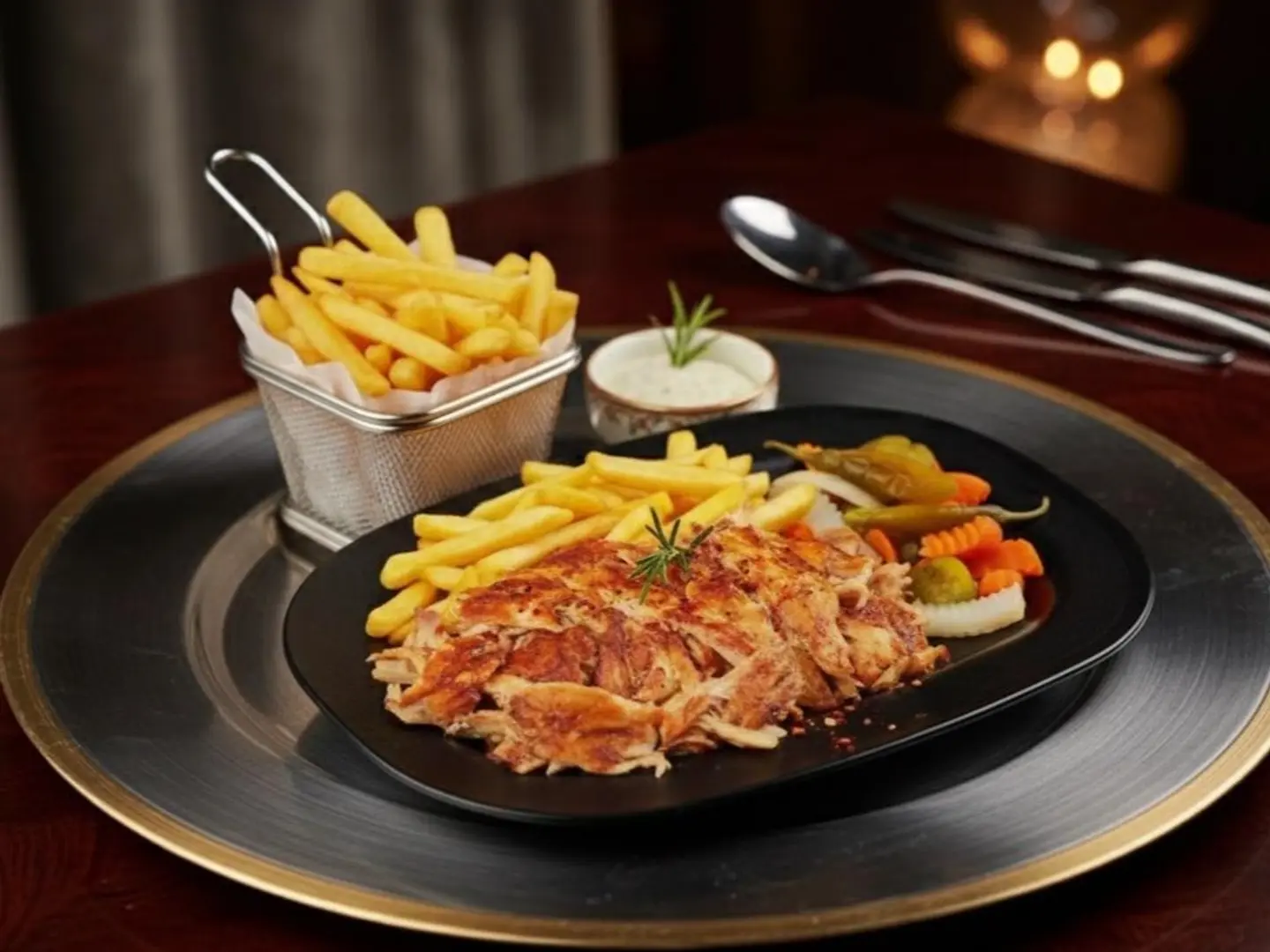 صحن شاورما وسط