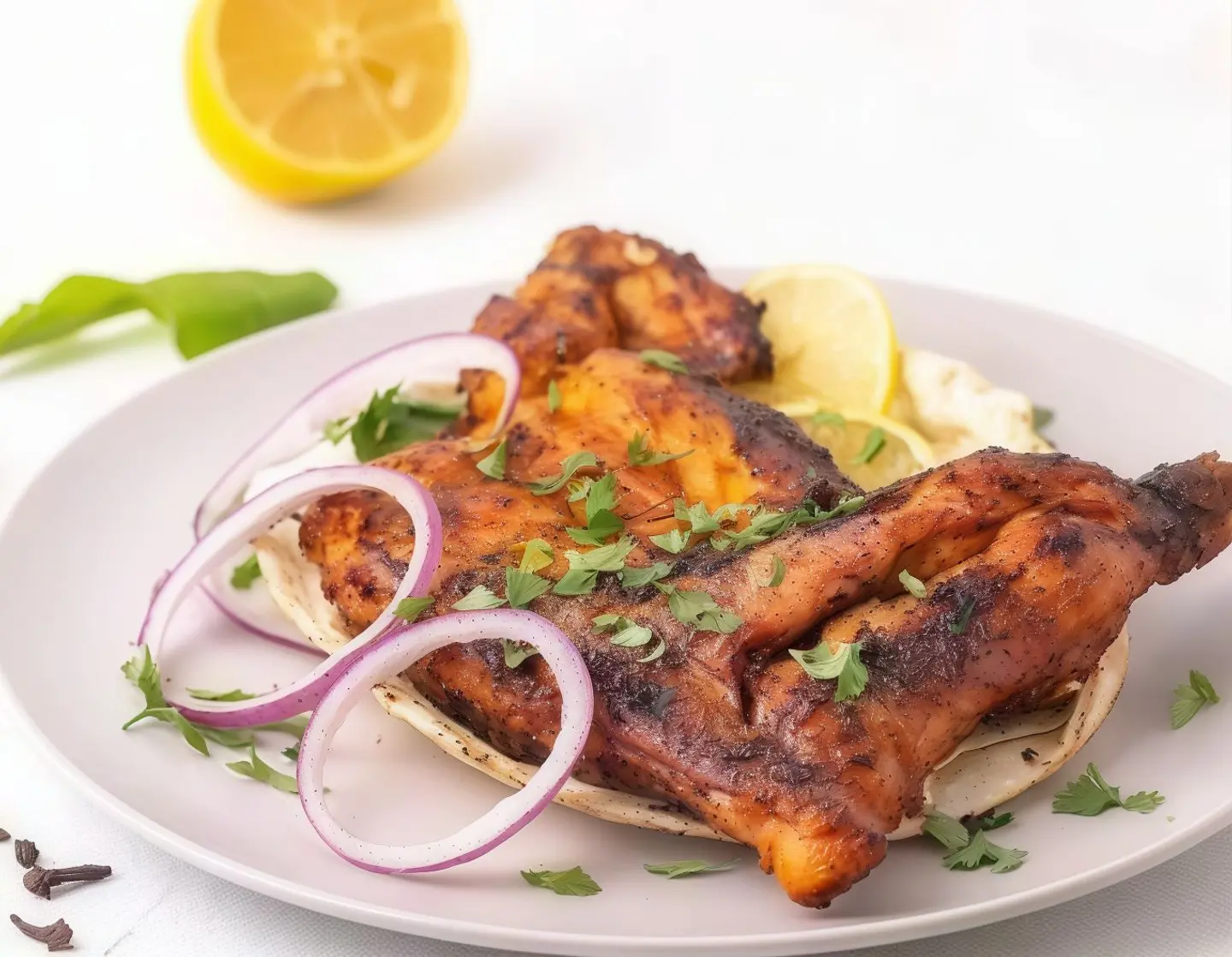 نص حبة دجاج على الفحم ساده