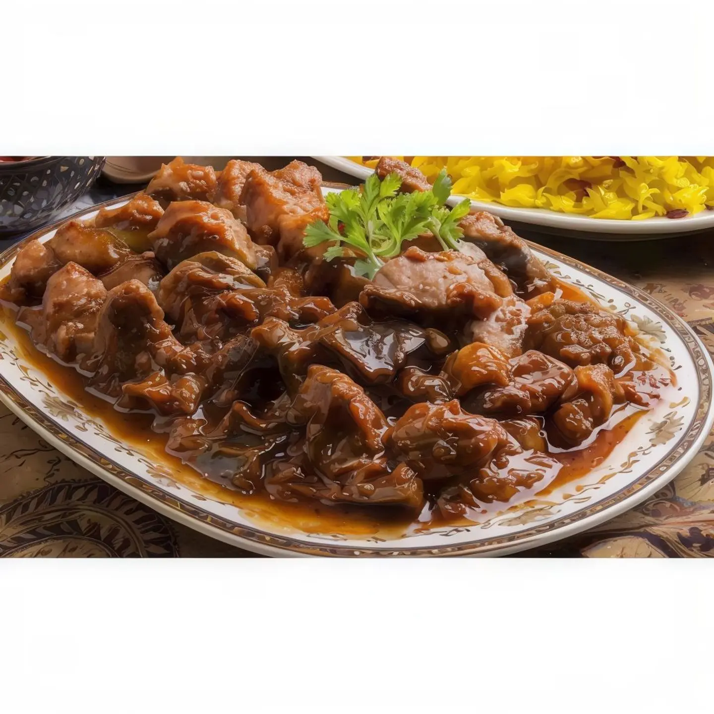كباب سمك مع الصلصة البني