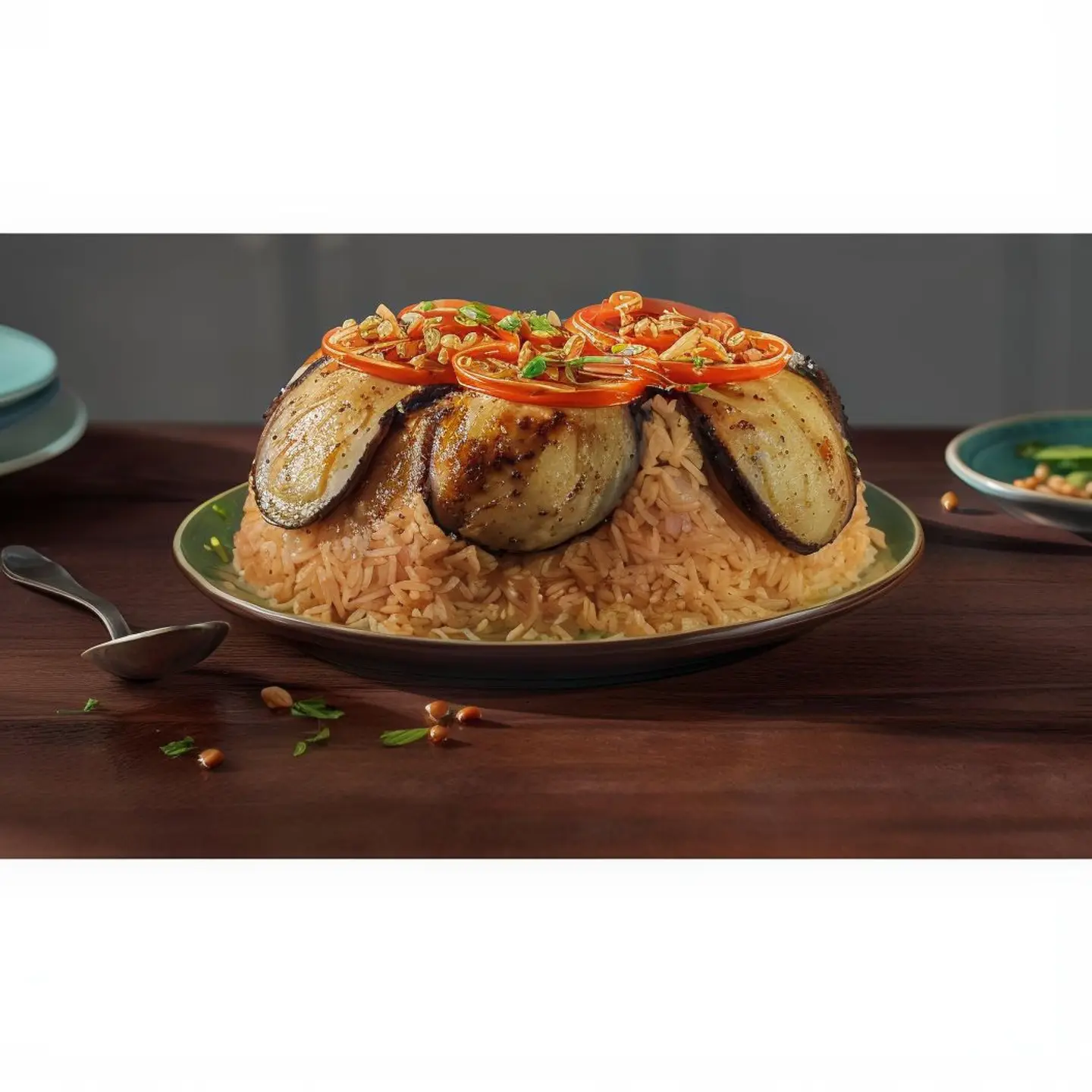 دجاج مقلوبة مع الرز نص