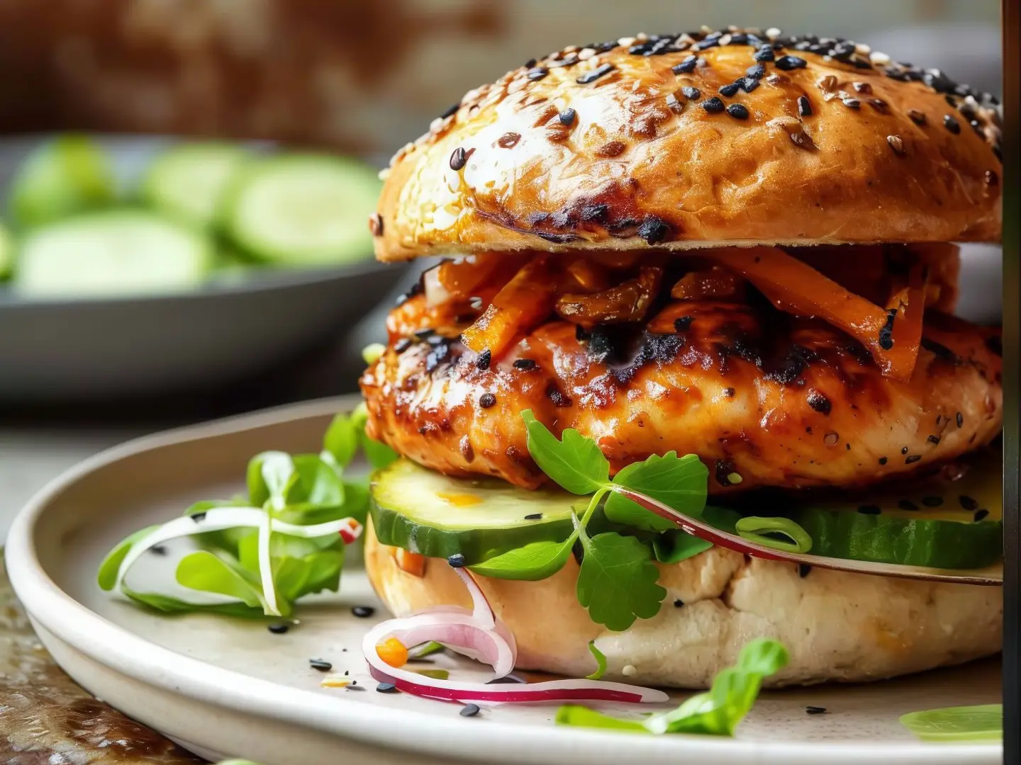Grilled Chicken Burger With Brioche Bread