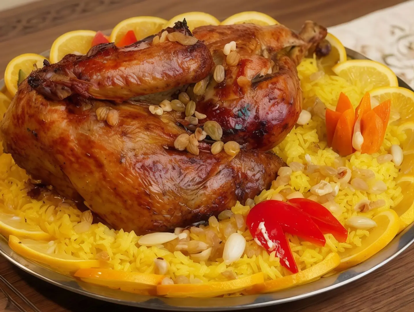 Half A Turkey With Rice And Nuts
