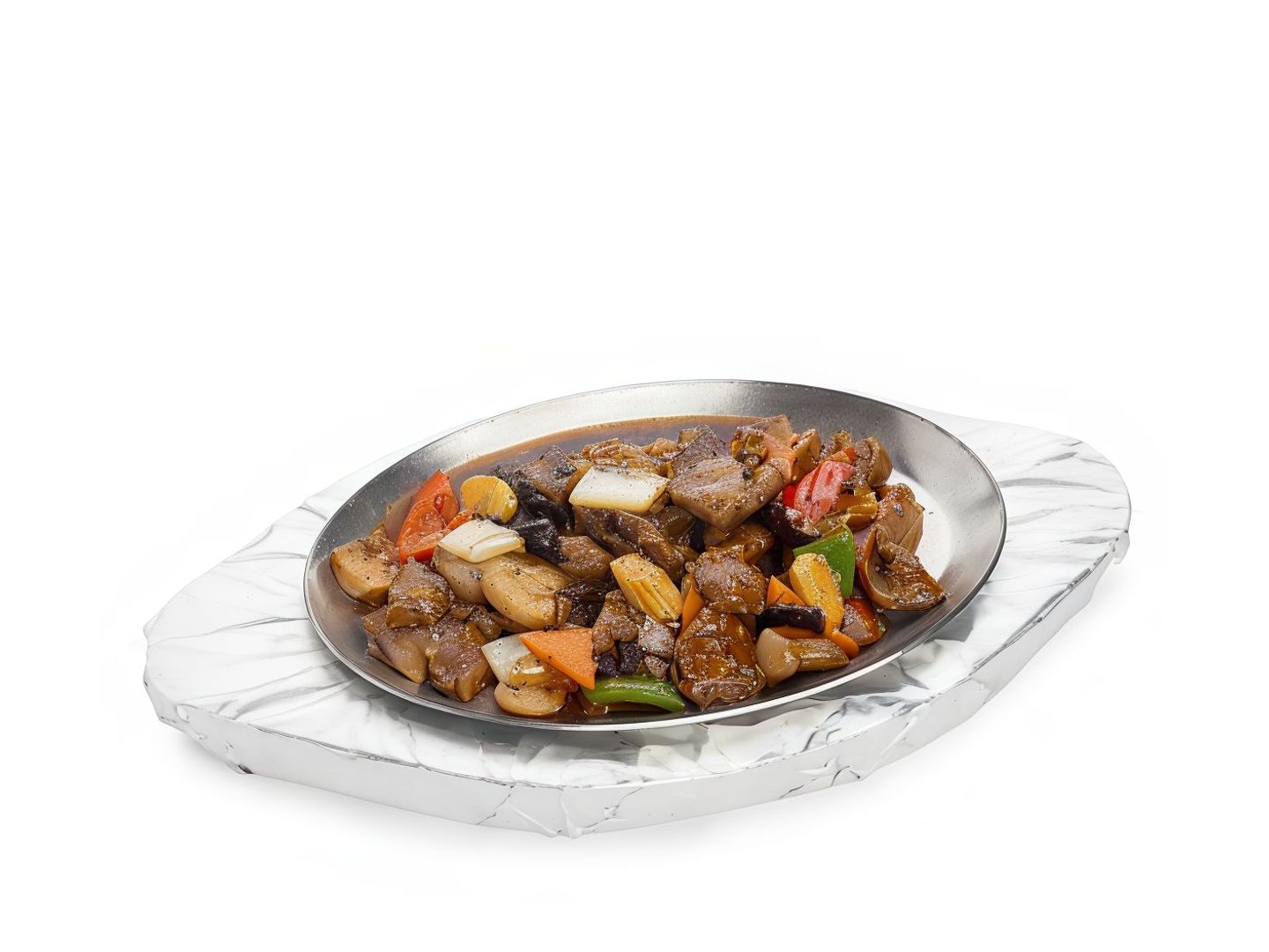 Beef With Vegetables On Sizzlers