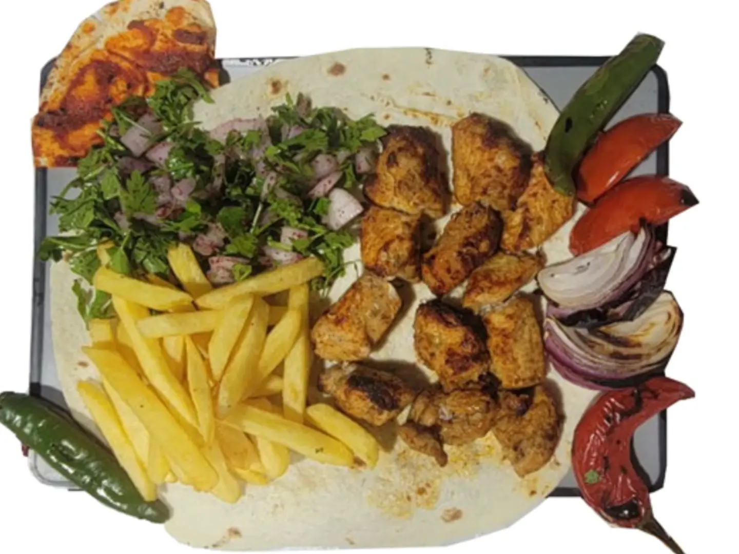 One Person Eats Chicken Pieces