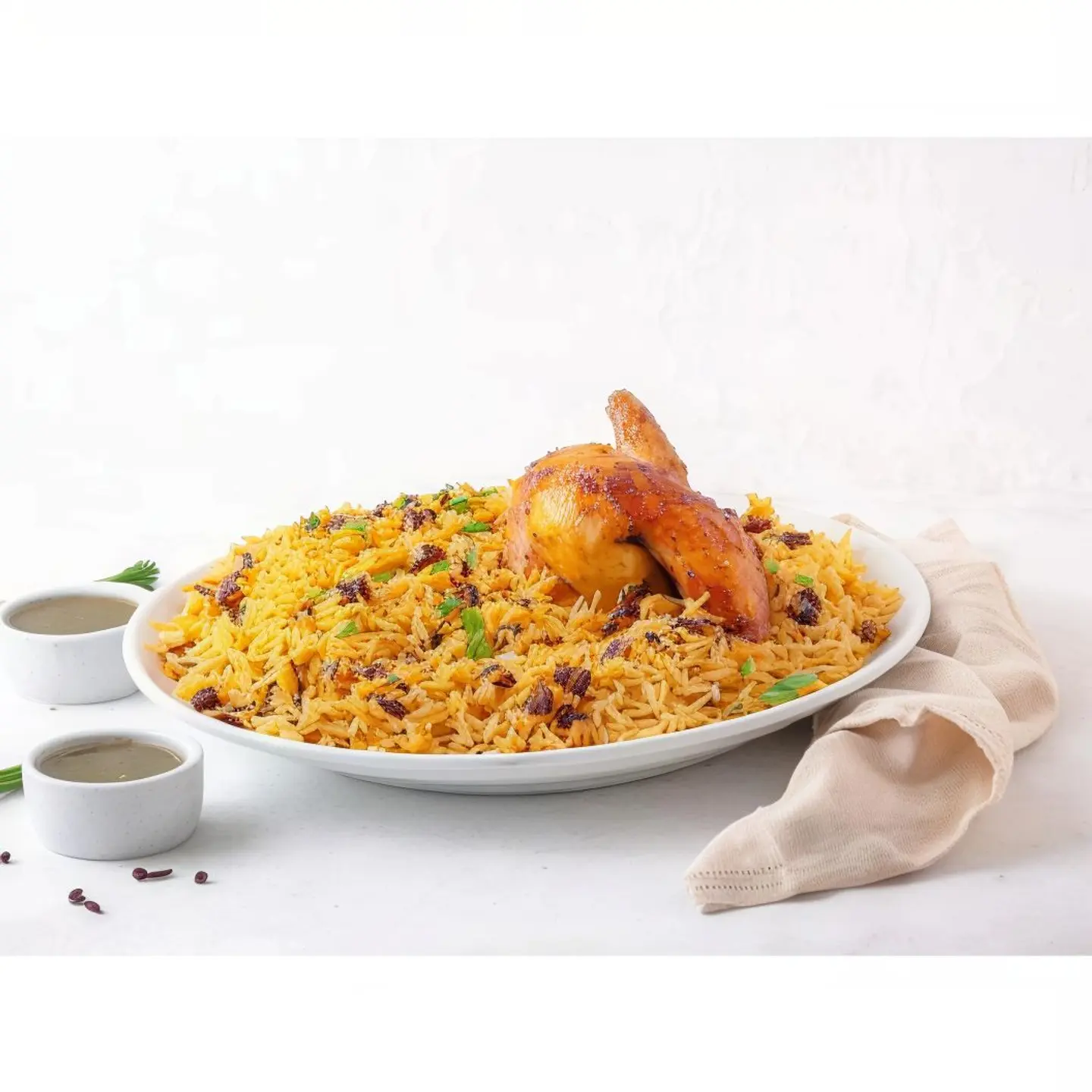 نص دجاج شواية مع الرز