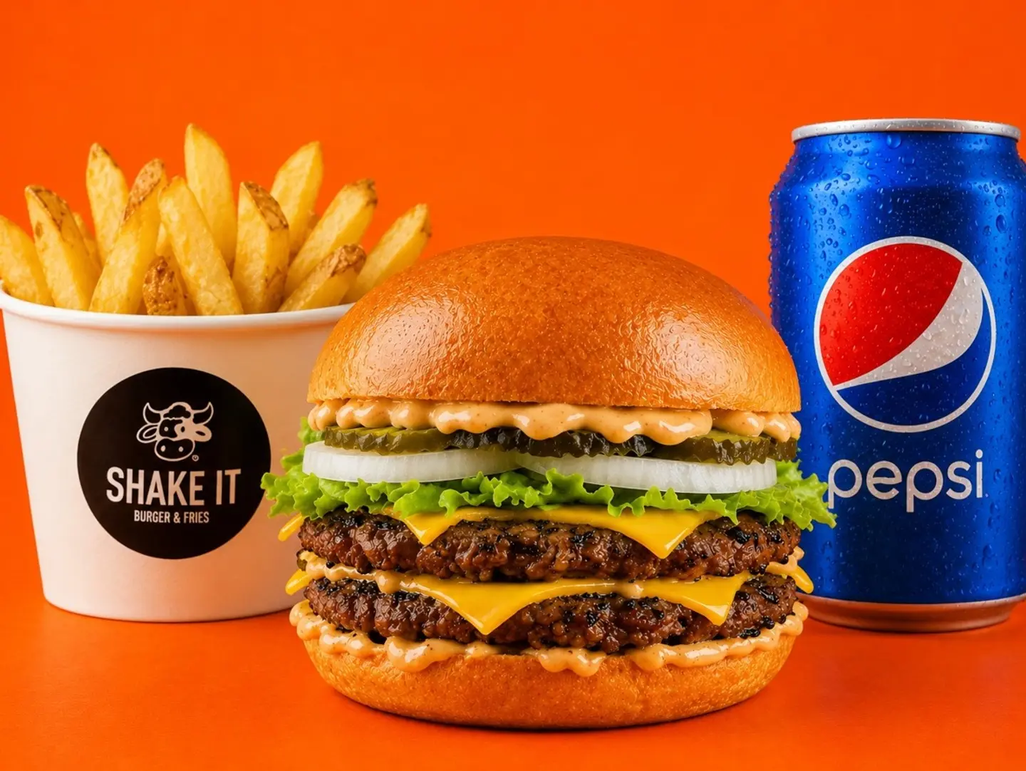 Double Grilled Beef Burger Meal