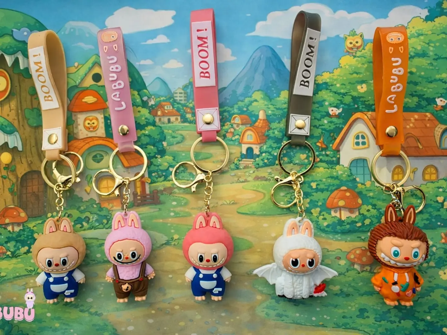 Small Labubu Doll Keychain (B) - Orange