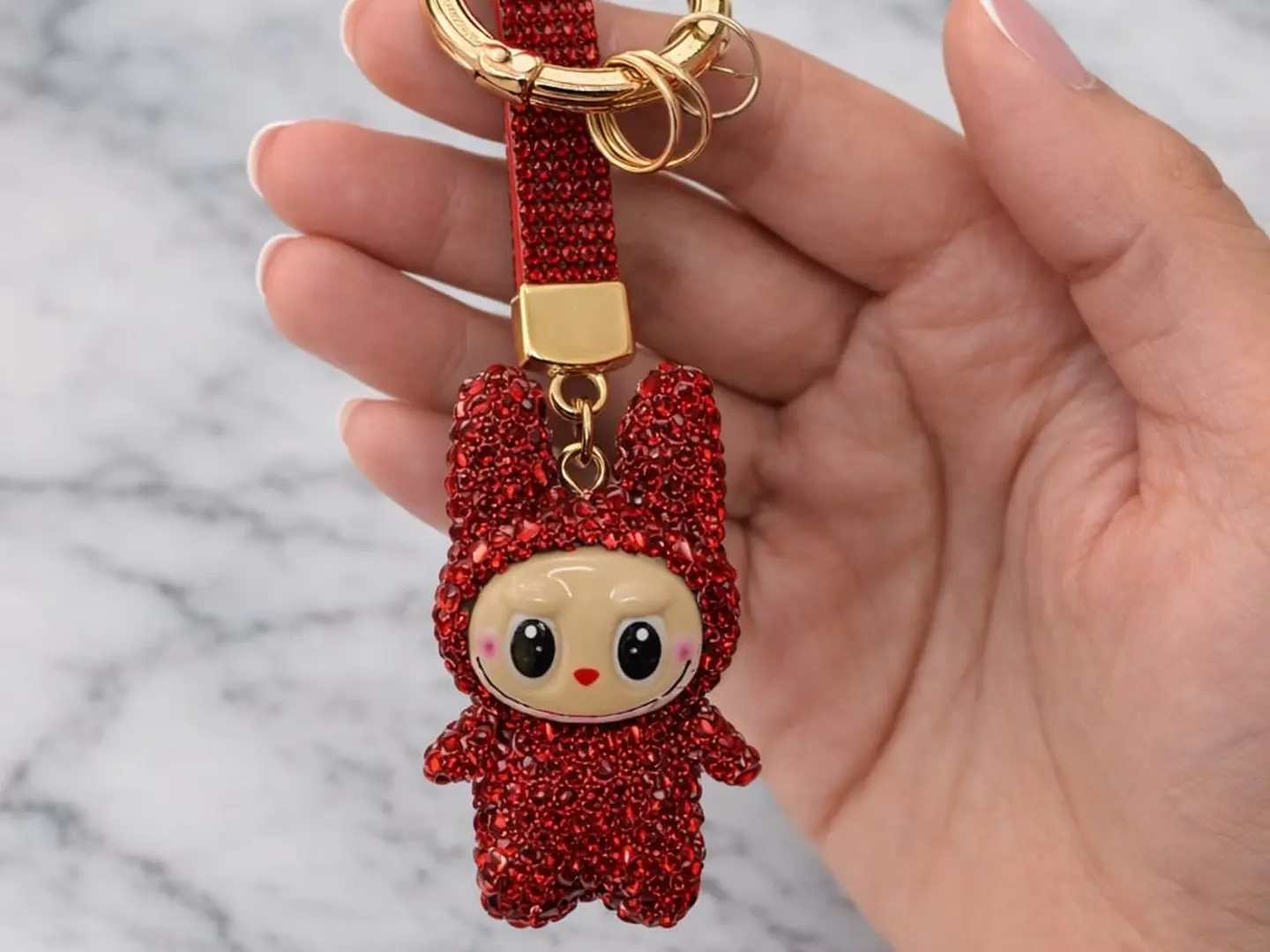 Shiny Red Labubu Keychain