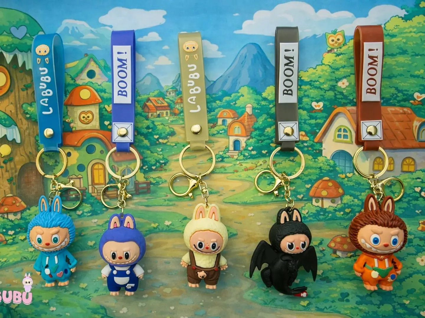 Small Labubu Doll Keychain (A) - Brown