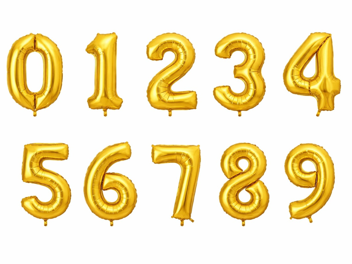 Shiny Gold Foil Number Balloon - Number 0