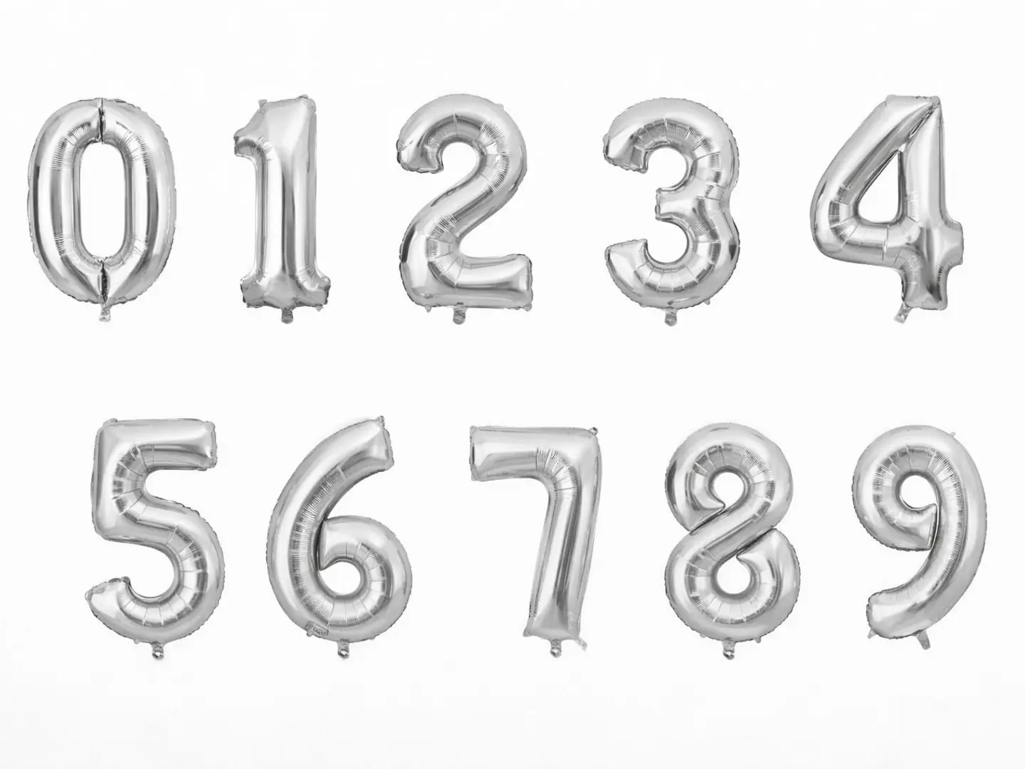 Shiny Silver Foil Number Balloon - Number 0