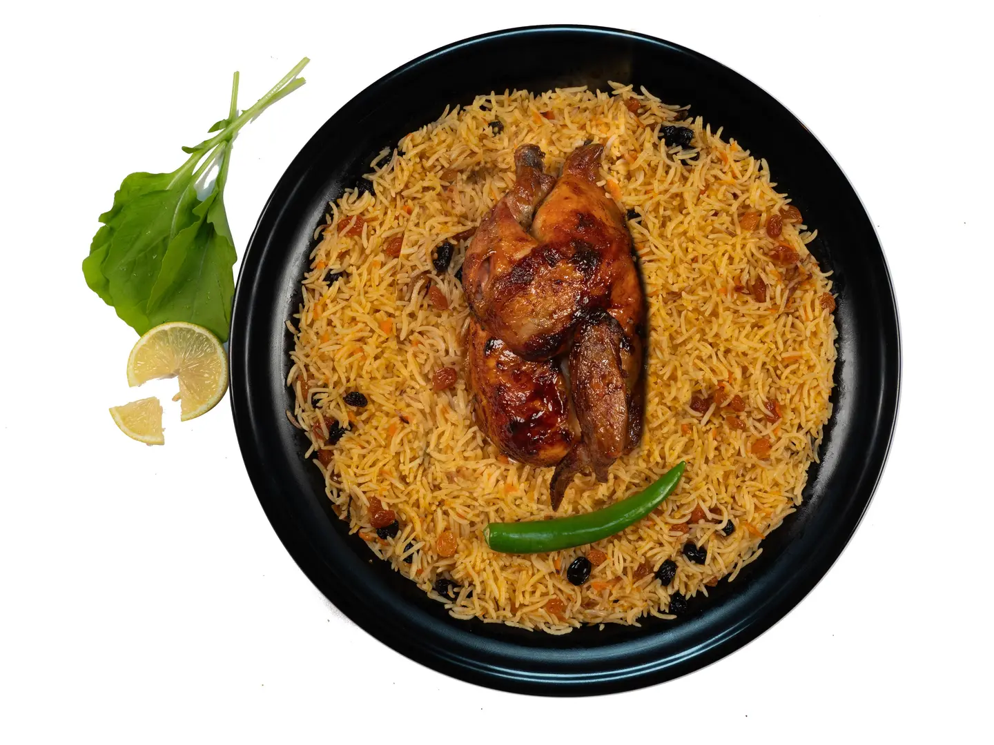 نص دجاج على الحطب مع رز